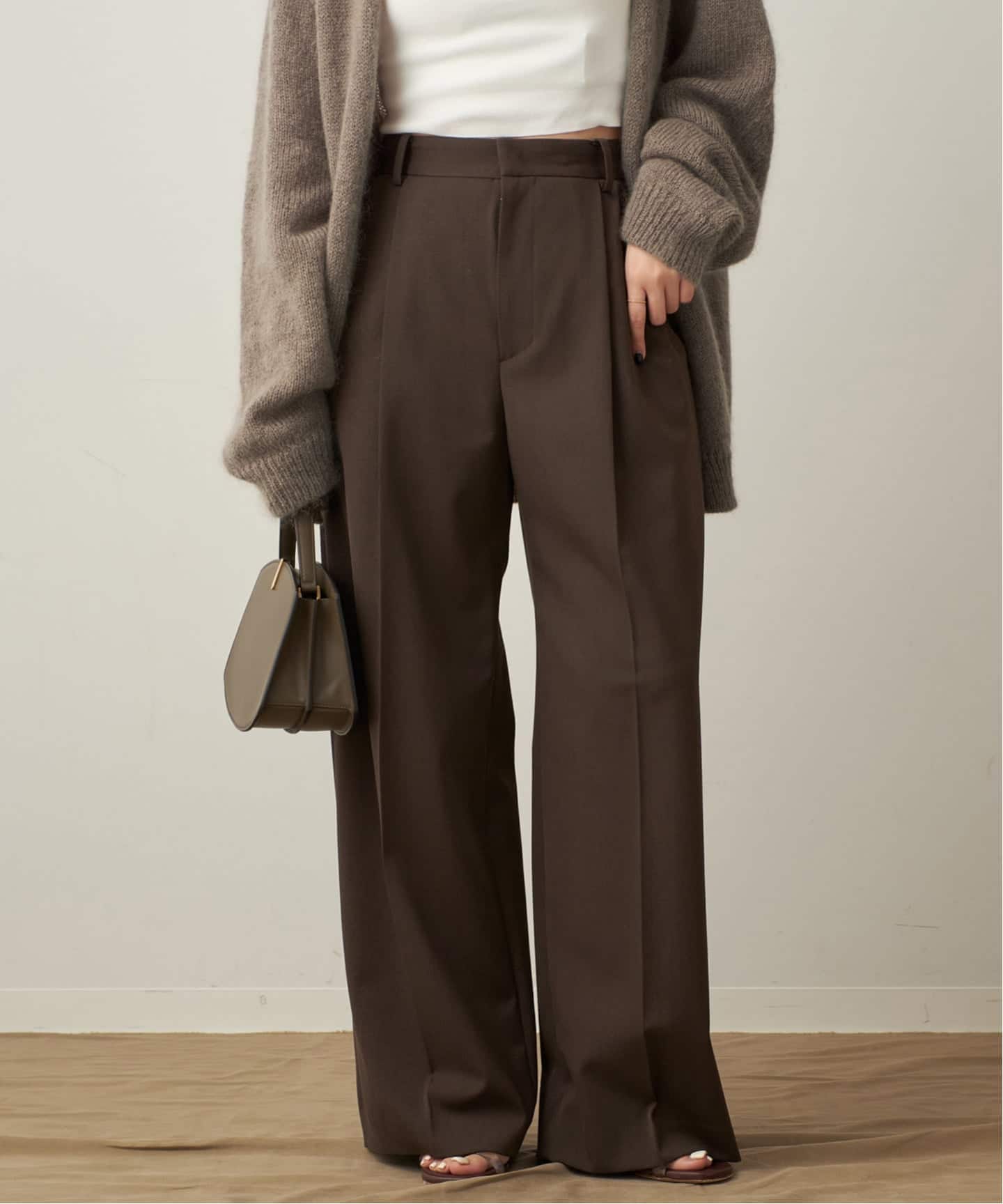 Plage One Tuck Wide パンツ34 極美品 Plage プラージュOne Tuck Wide パンツ リネンコットン