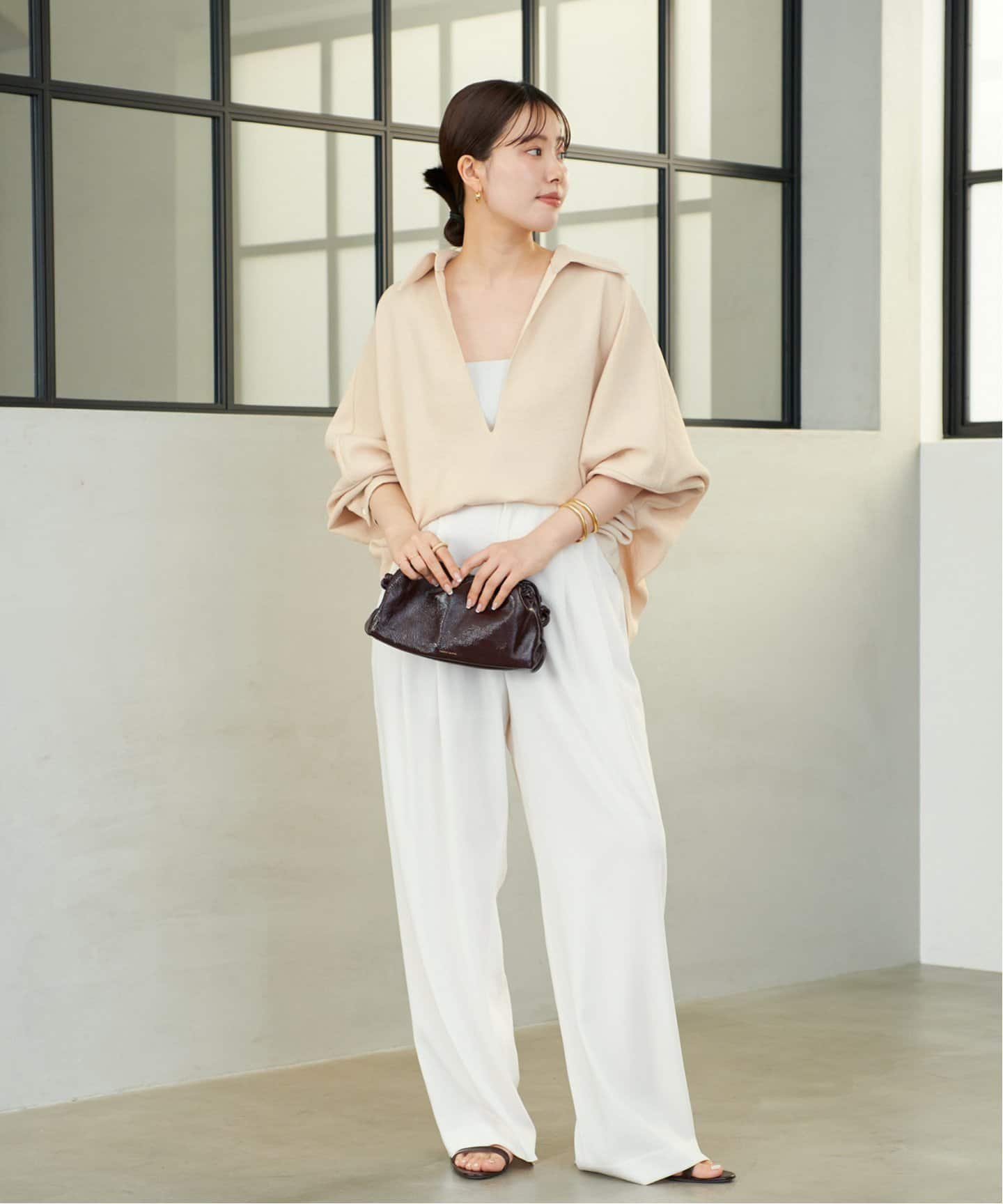 Hon　Plage ette Tuckパンツ WEB限定追加》Georgette Tuck パンツ（スラックス）｜Plage