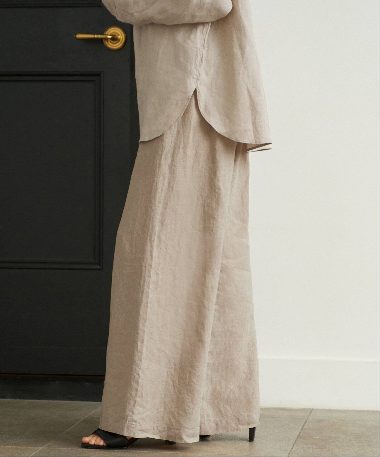 2024SS プラージュ plage Linen Wide Pants リネン ワイドパンツ/ブラック ボトムス フレア スラックス ゆったり カジュアルパンツ パンツ