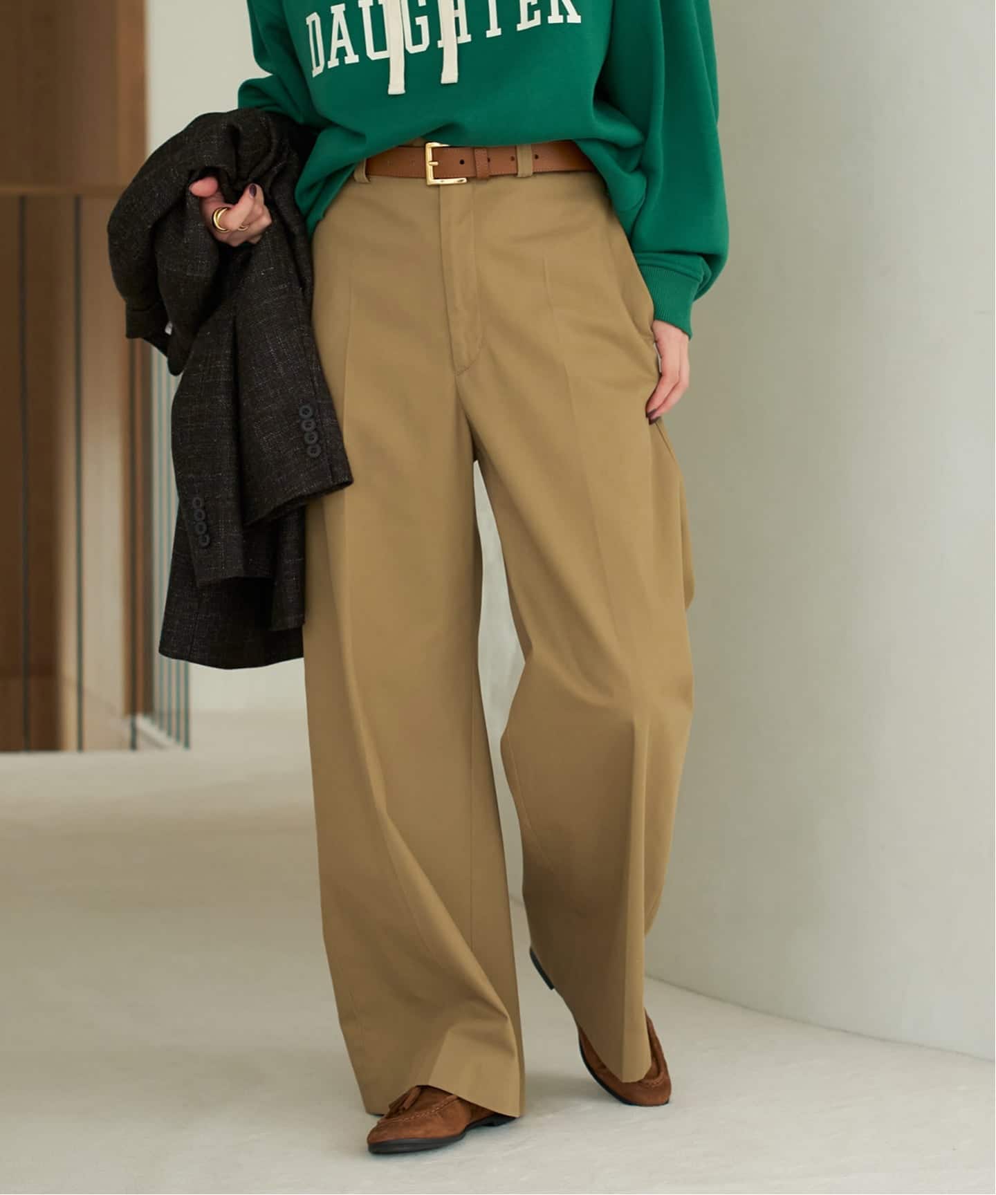 予約》T/C wide chinos パンツ（チノパンツ）｜Plage