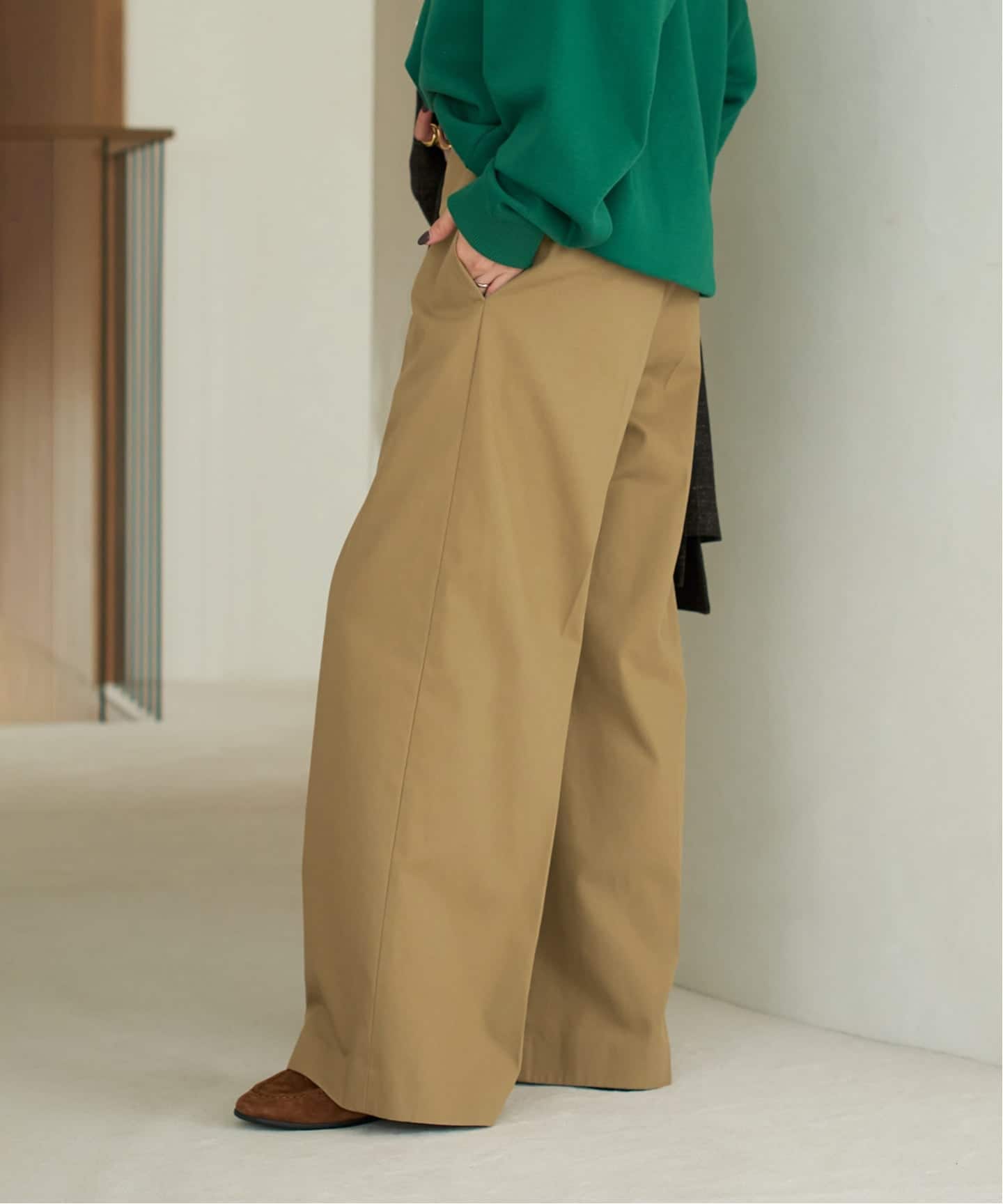 予約》T/C wide chinos パンツ（チノパンツ）｜Plage