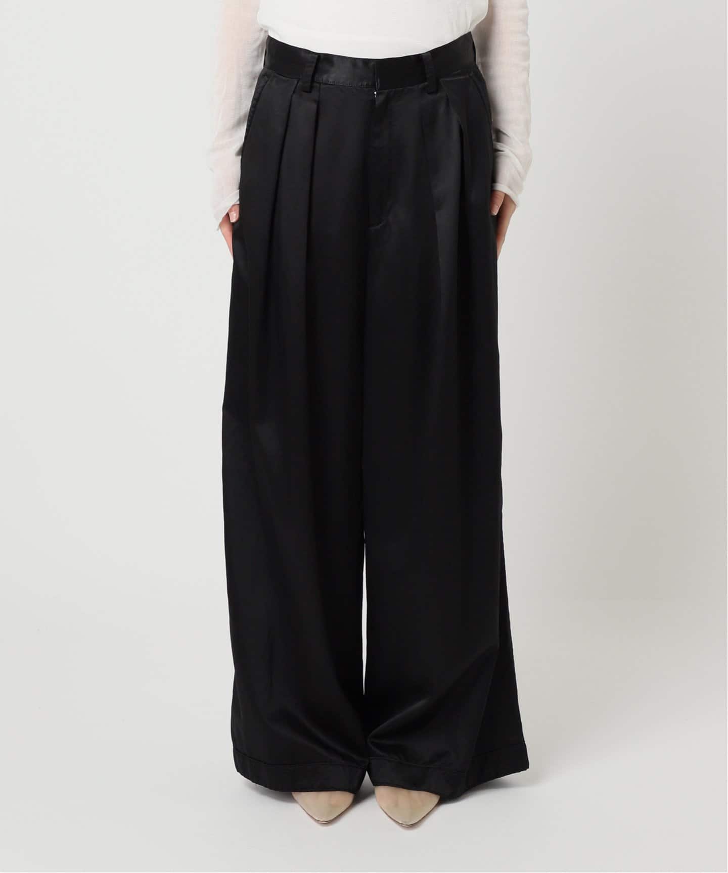 R’IAM WIDE チノパンツ plage ワイドパンツ 黒 ブラック 38 R'IAM WIDE チノパンツ plage ワイドパンツ 黒 ブラック 38