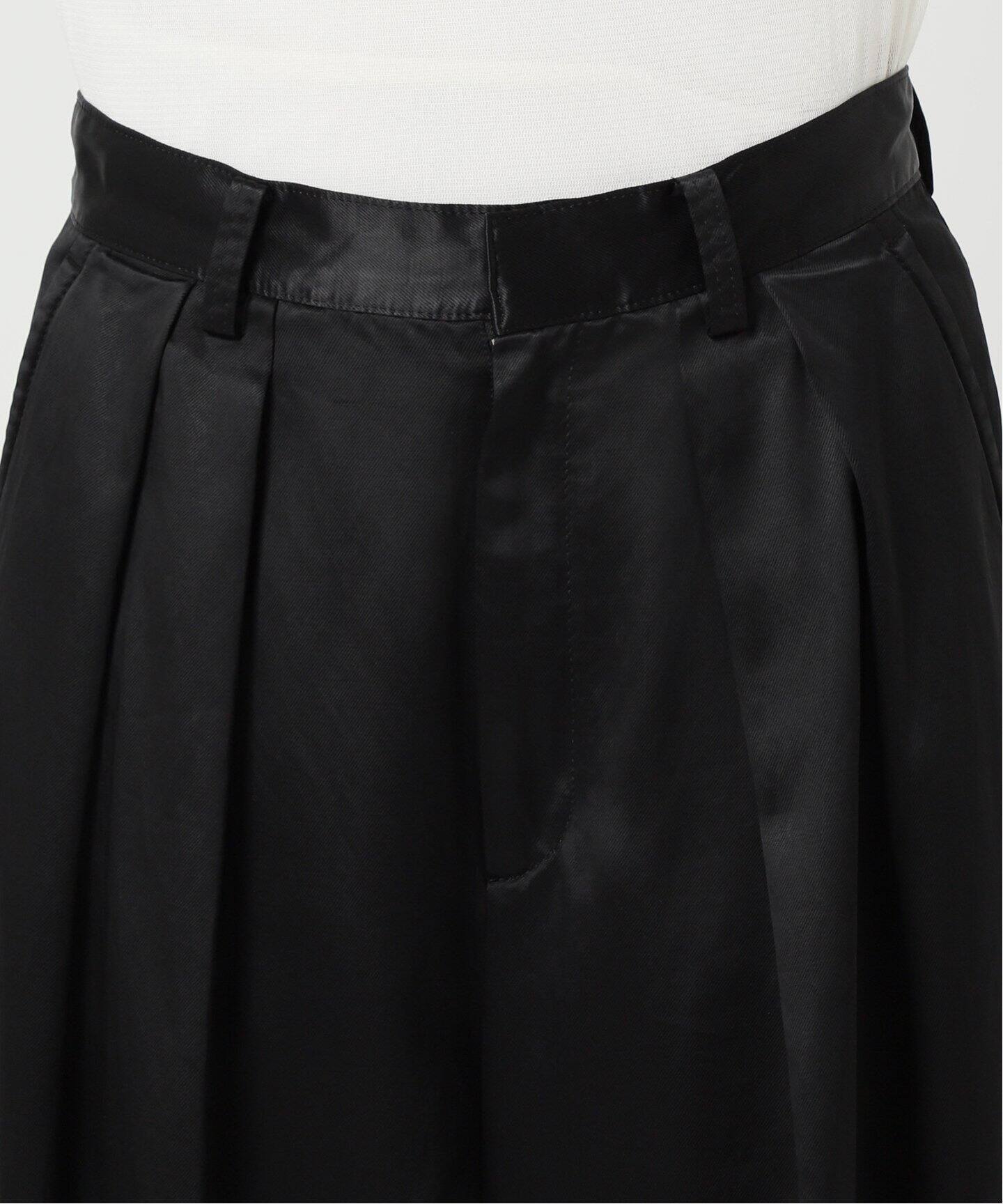 Rene 美品　黒 ワイドパンツ ポリエステル、キュプラ総裏有り36サイズМ fruits of life>キュプラワイドパンツ / 黒色(ブラック) | fruits