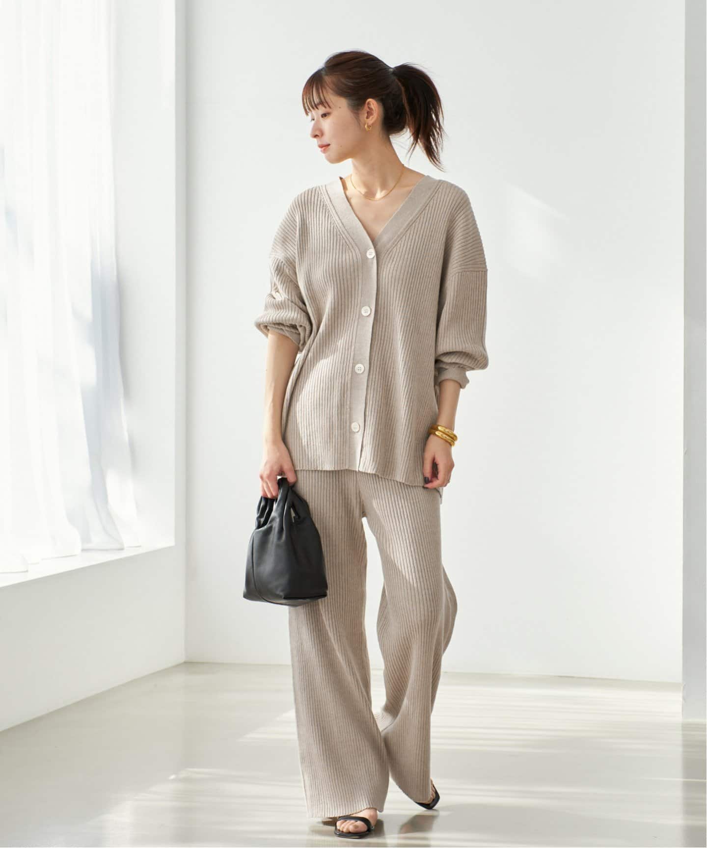 タイムセ-ル　plage　PAN 別注 RIB SQ/N MIDDLE SL PAN/パン 別注 RIB SQ/N MIDDLE SLトップス（ニット／セーター