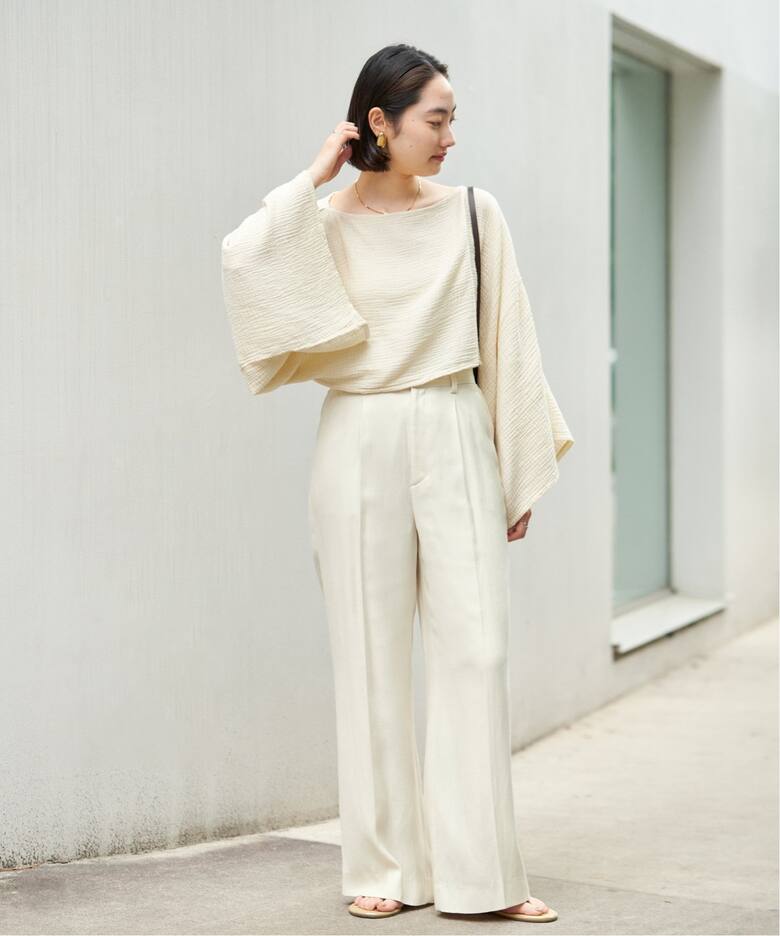 追加》washable linen混 ハイウエストパンツ（スラックス）｜Plage  