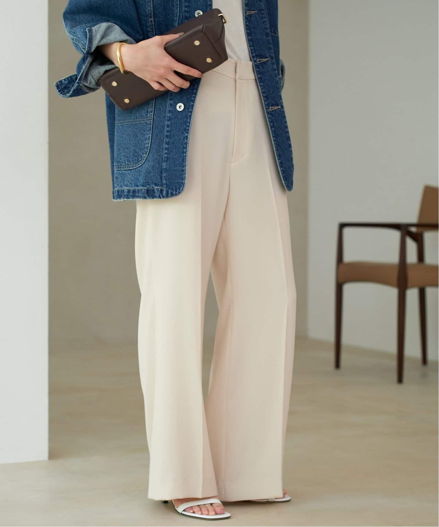 Plage プラージュ Ombre check パンツ 38 リネン混