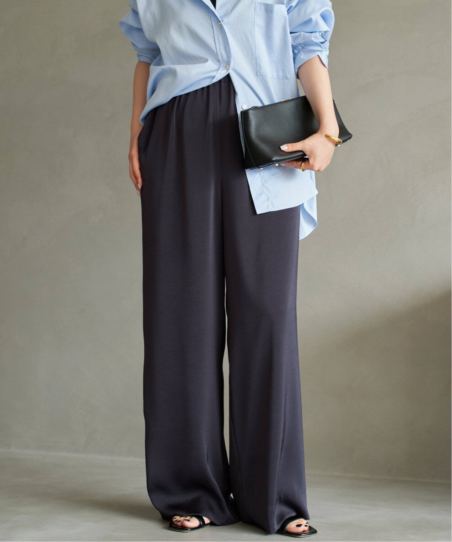 Plage プラージュ　Satin Relaxパンツ　ブラック　美品 セール】Satin Relax Wide パンツ（その他パンツ）｜Plage