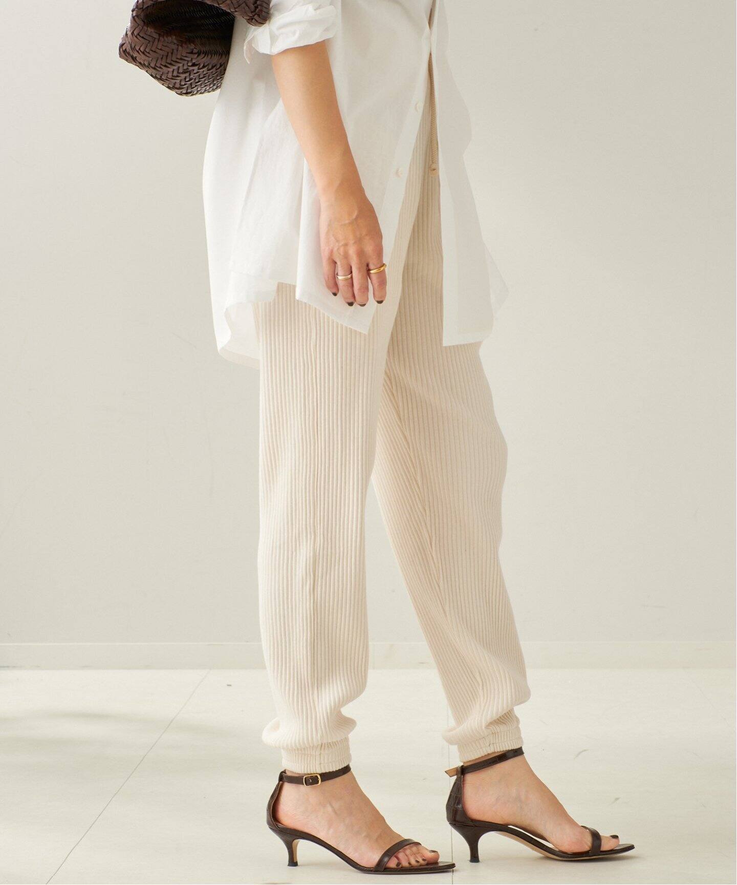 【新品】Baserange/リブパンツ／ホワイト/size M スウェットパンツ in Assortment | リブド・コットンジャージ