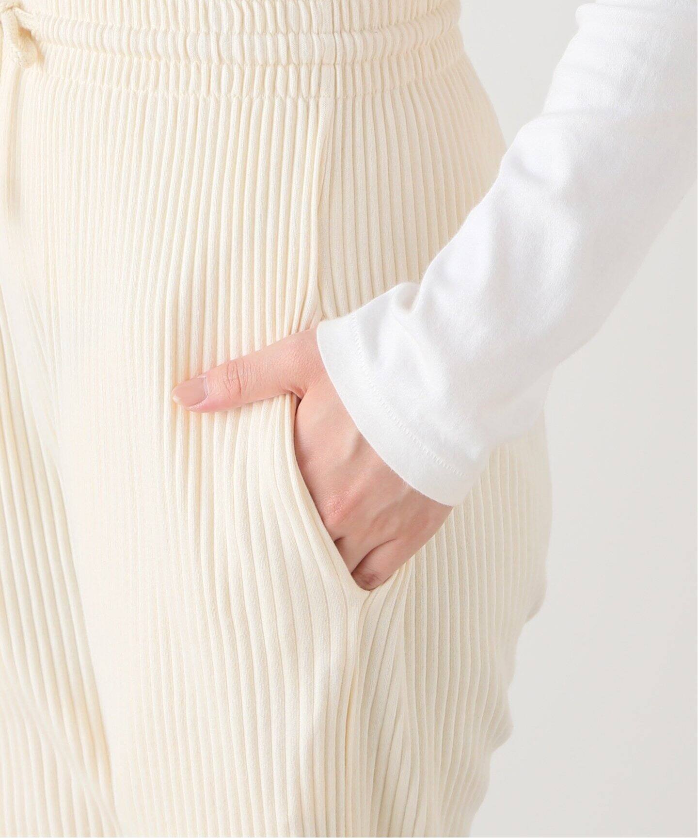 【新品】Baserange/リブパンツ／ホワイト/size M スウェットパンツ in Assortment | リブド・コットンジャージ