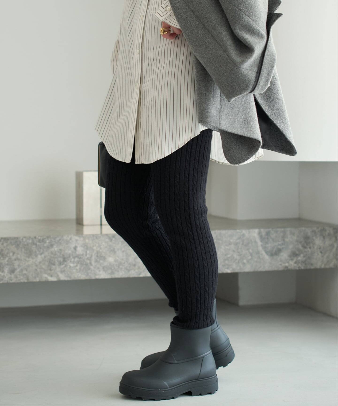 y-YO Cable long leggings グレー y YO / イーヨ CABLE LONG レギンス（レギンス・スパッツ）｜Plage