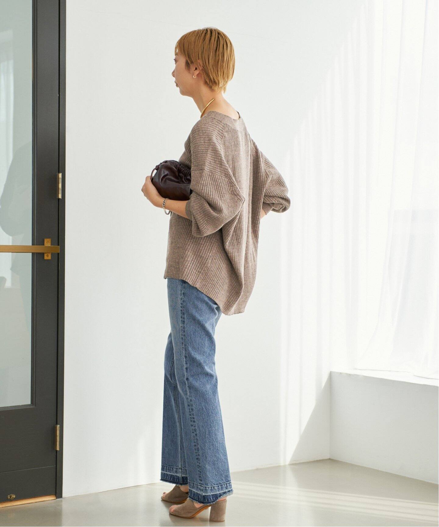 Plage プラージュ DENIM SEMI FLARED パンツ グレー NEPLA./ネプラ 別注 SEMI FLARE デニムパンツ（デニムパンツ