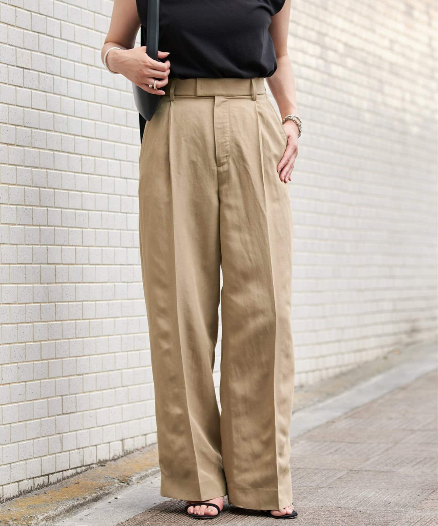 レーヨンリネンタンブラータックパンツ（スラックス）｜VERMEIL