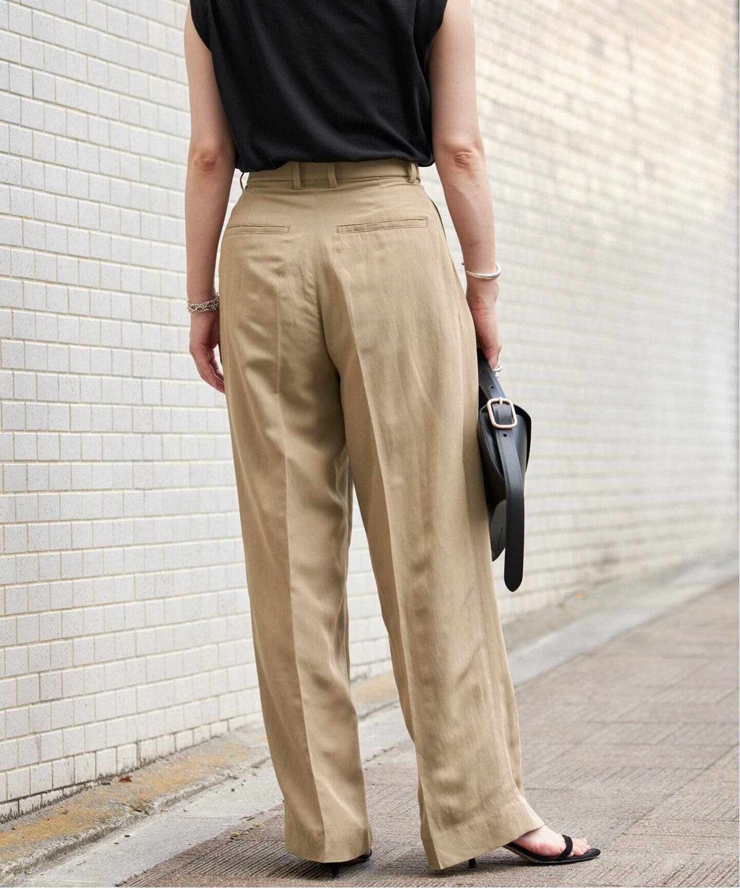レーヨンリネンタンブラータックパンツ（スラックス）｜VERMEIL