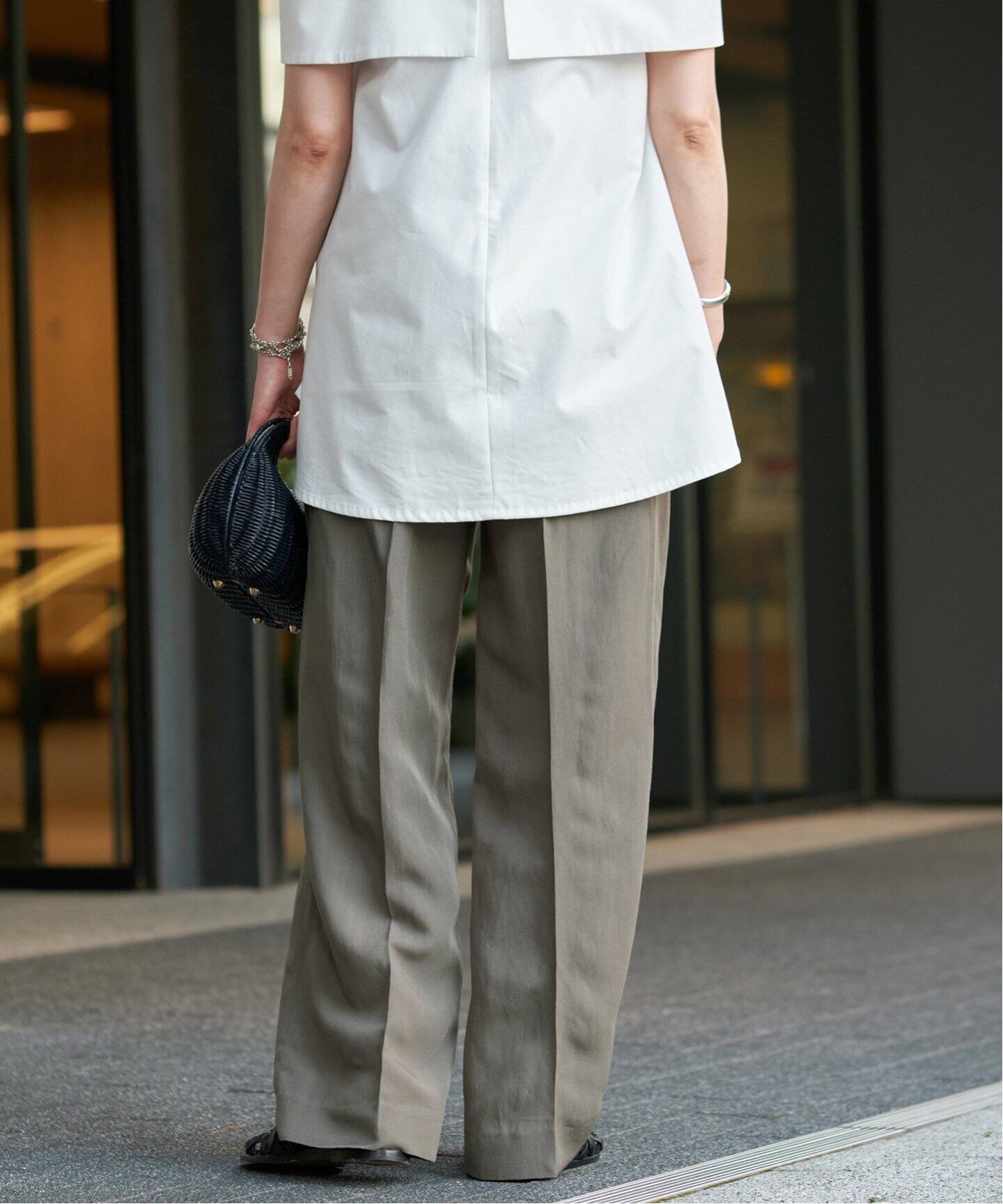 レーヨンリネンタンブラータックパンツ（スラックス）｜VERMEIL