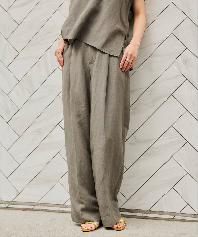 レーヨンリネンタンブラータックパンツ（スラックス）｜VERMEIL par  