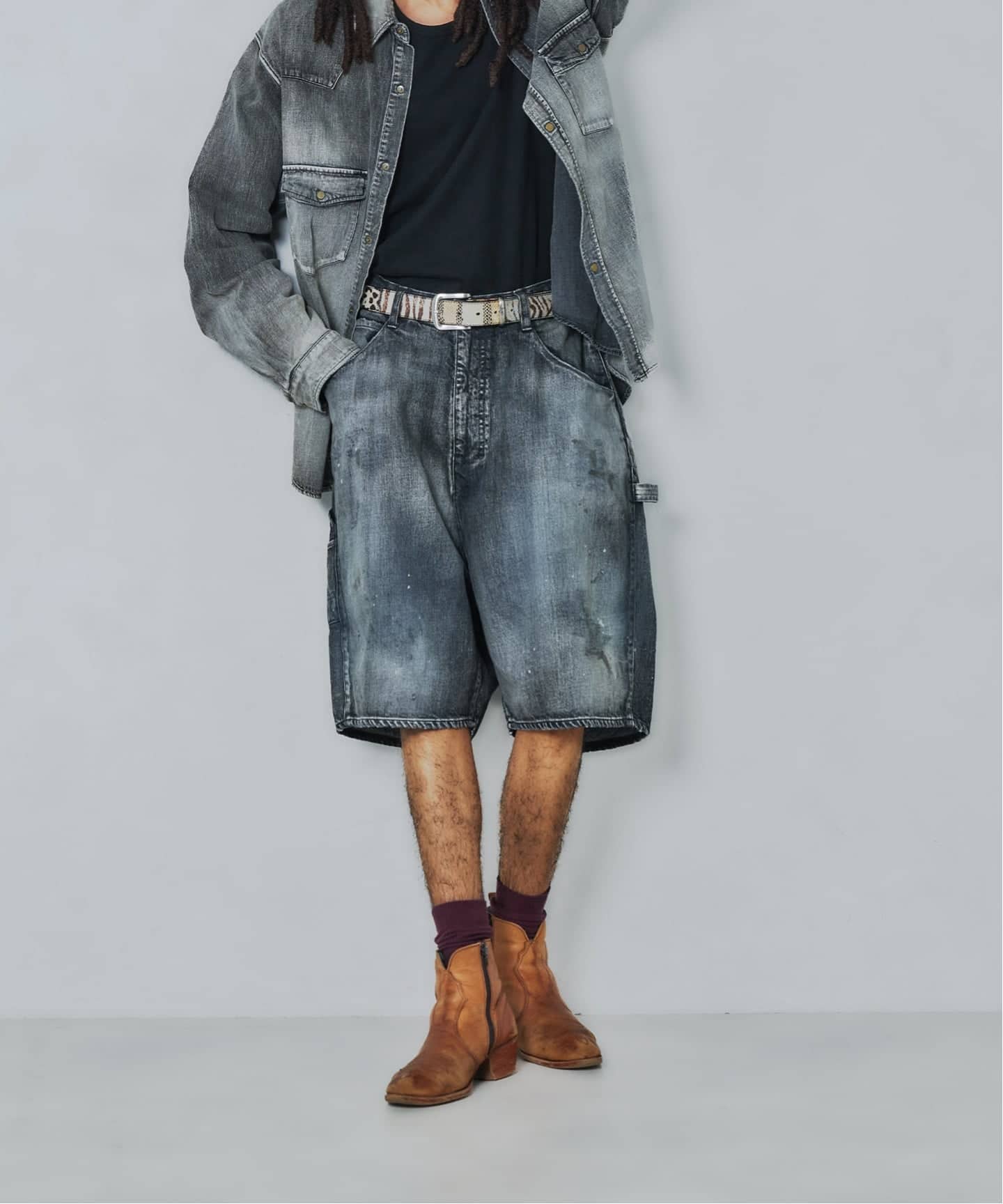 ANCELLM × WISM別注 BOXY DENIM PAINTER SHORT（ショート