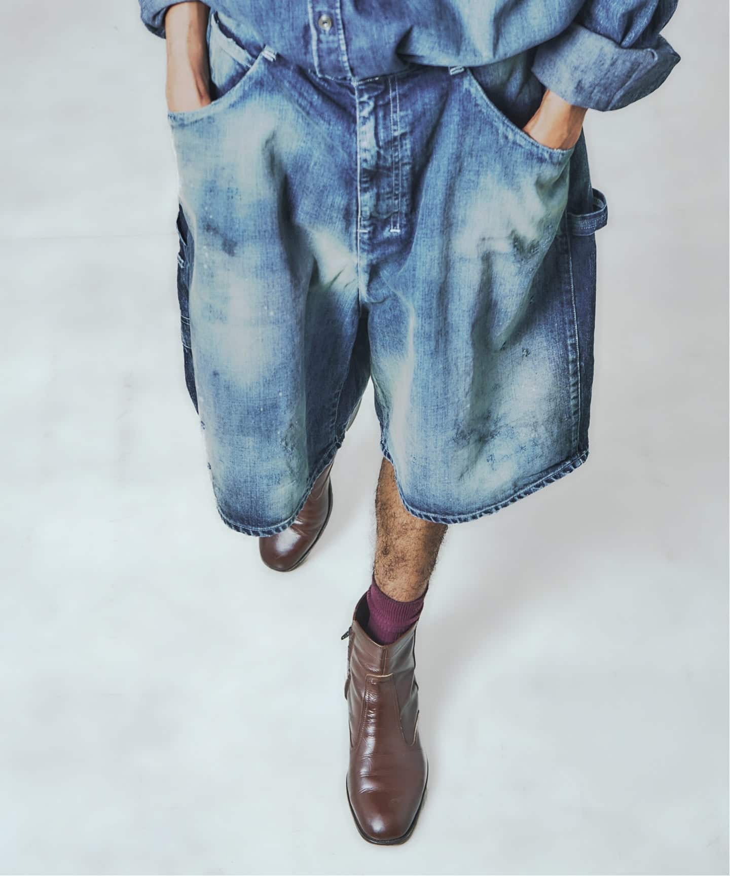 ANCELLM × WISM別注 BOXY DENIM PAINTER SHORT（ショート