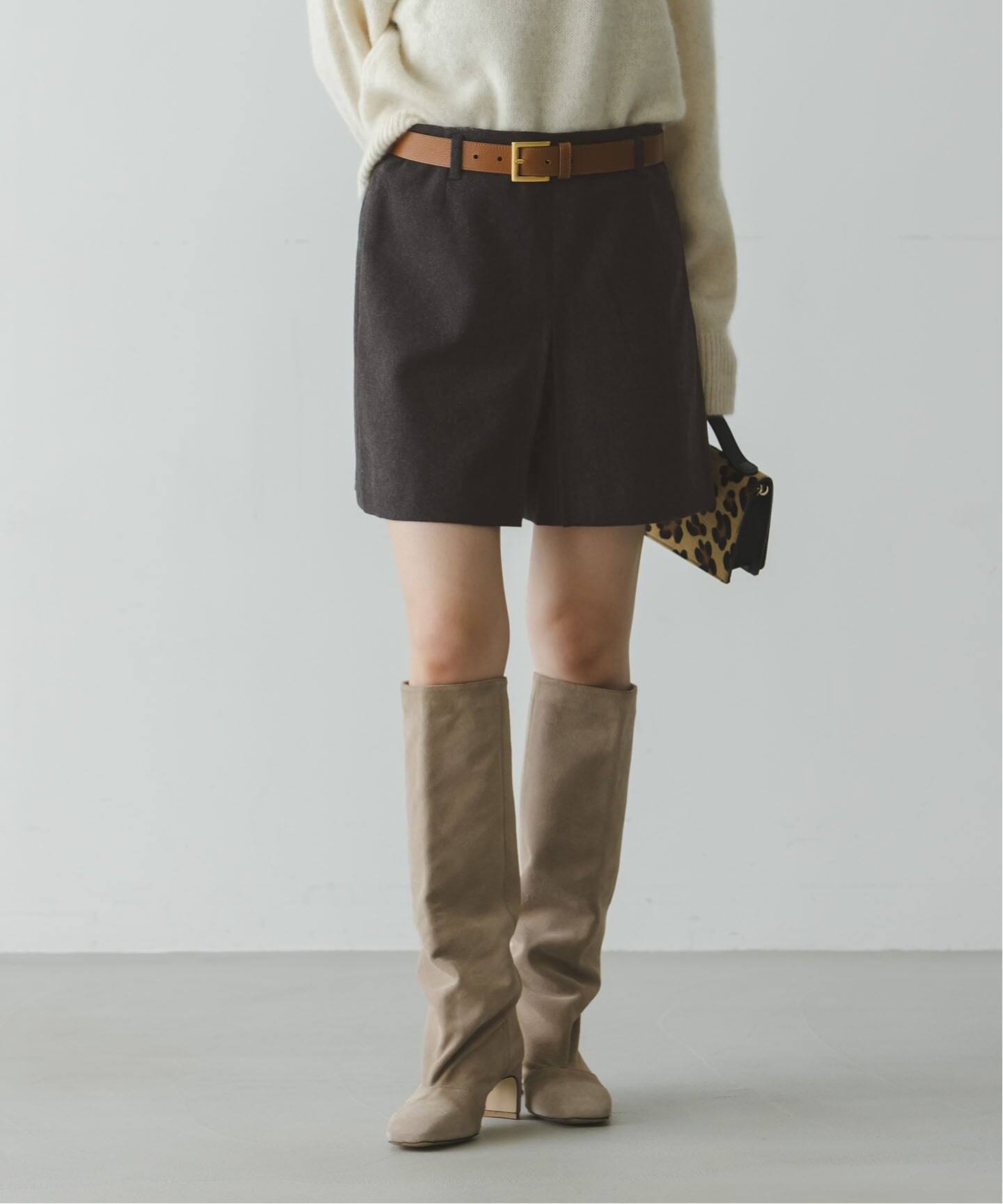 ノーブルnoble☆ネップツイードショートパンツブラウンサイズ38