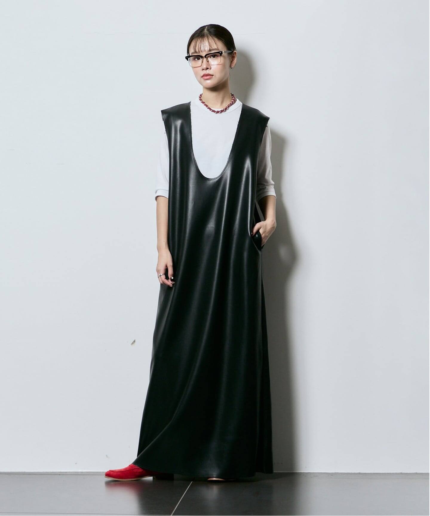 FAUX LEATHER LINE DRESS：ワンピース（ワンピース）｜CITYSHOP