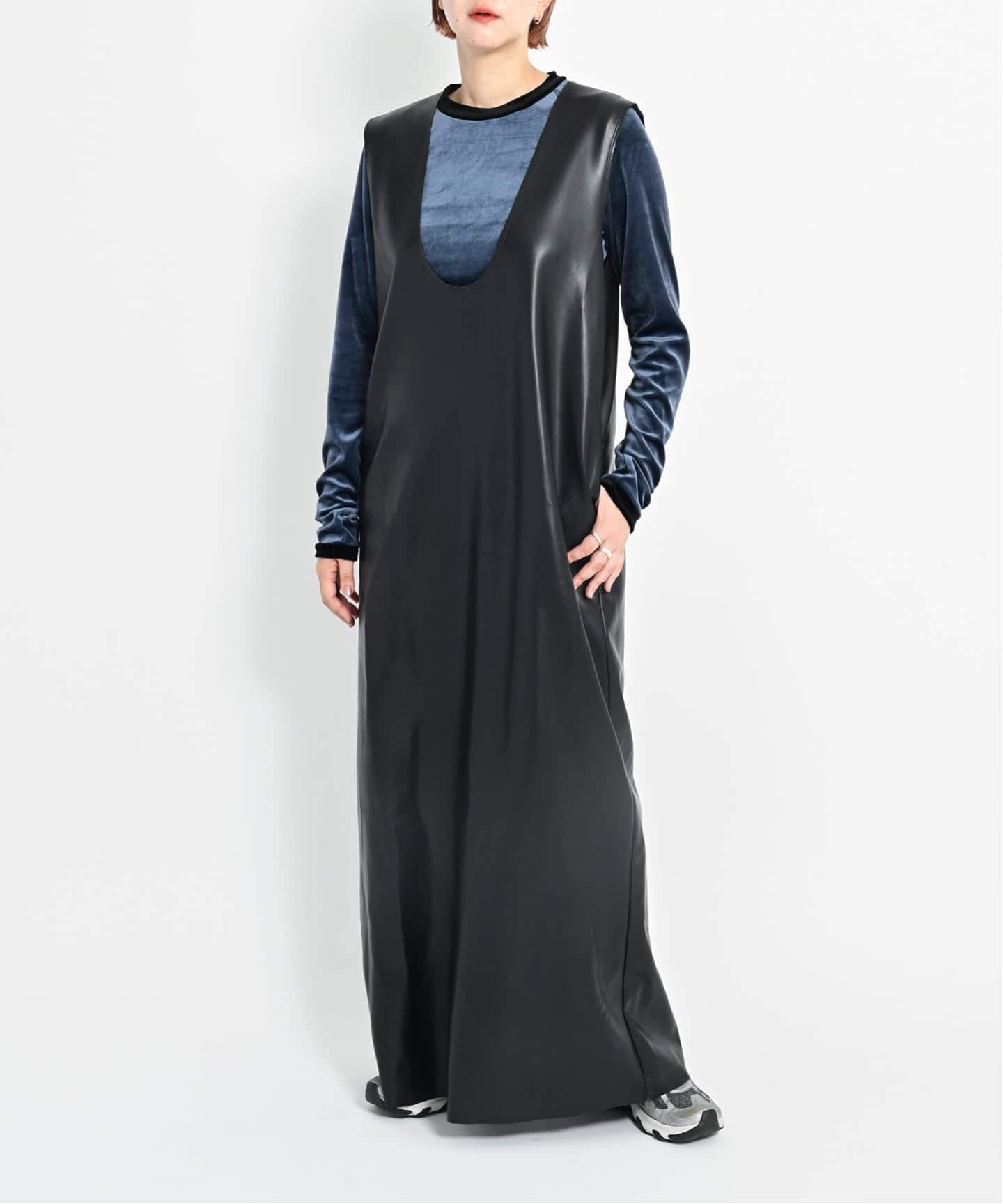 FAUX LEATHER LINE DRESS：ワンピース（ワンピース）｜CITYSHOP