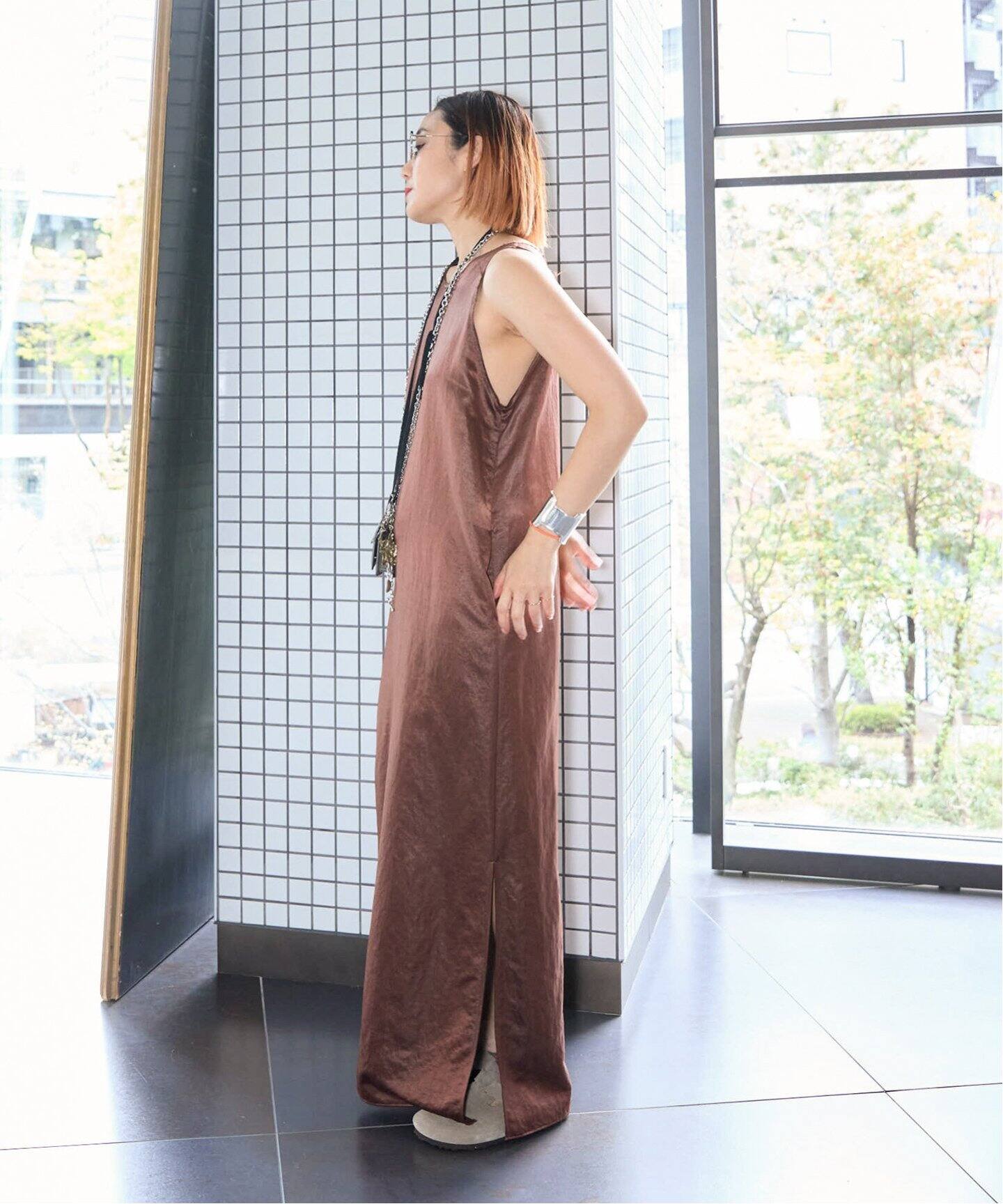 CITYSHOP AMERICAN SLEEVE DRESSワンピース ブラウン AMERICAN SLEEVE DRESS：ワンピース（ワンピース）｜CITYSHOP