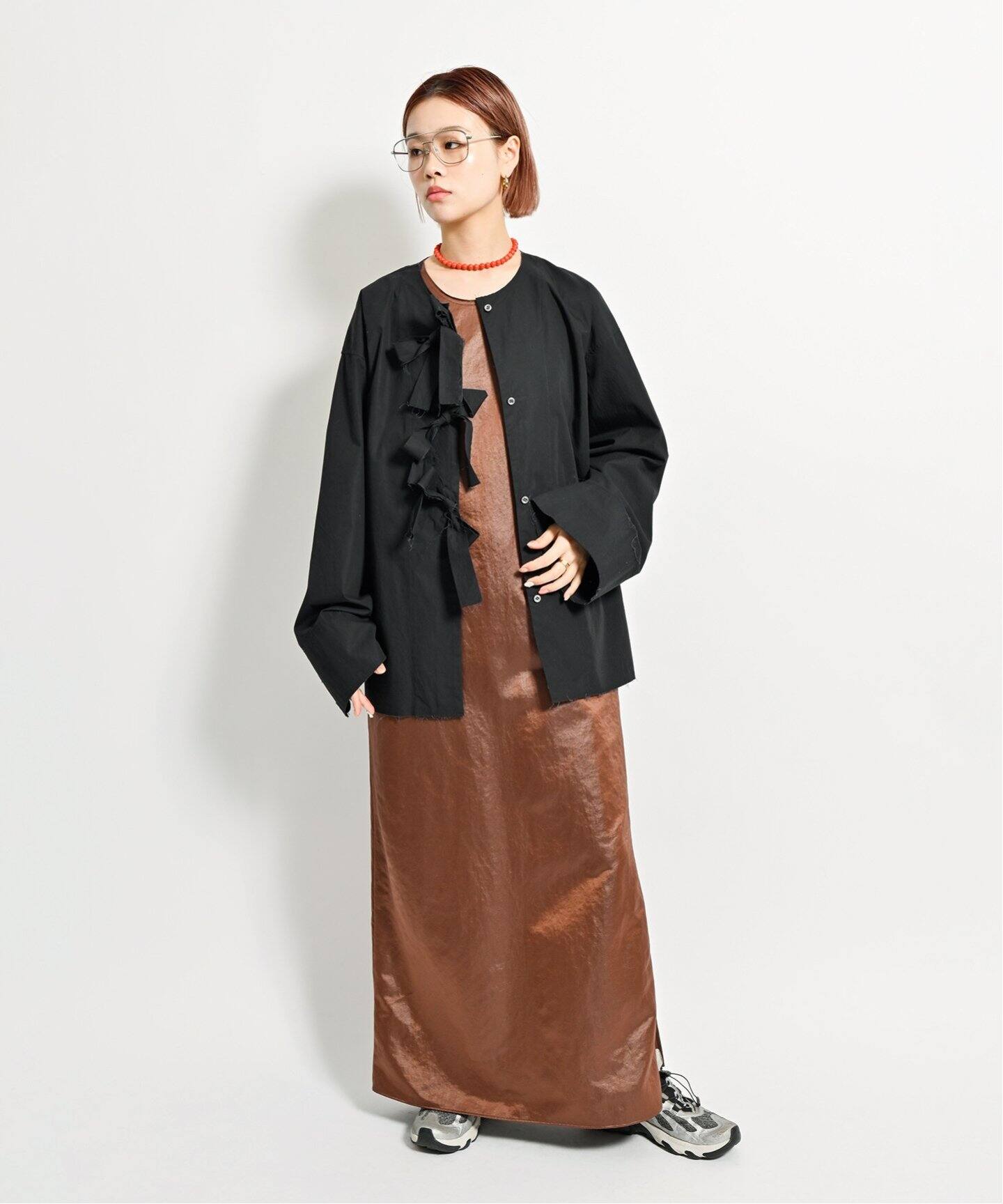 CITYSHOP AMERICAN SLEEVE DRESSワンピース ブラウン AMERICAN SLEEVE DRESS：ワンピース（ワンピース）｜CITYSHOP