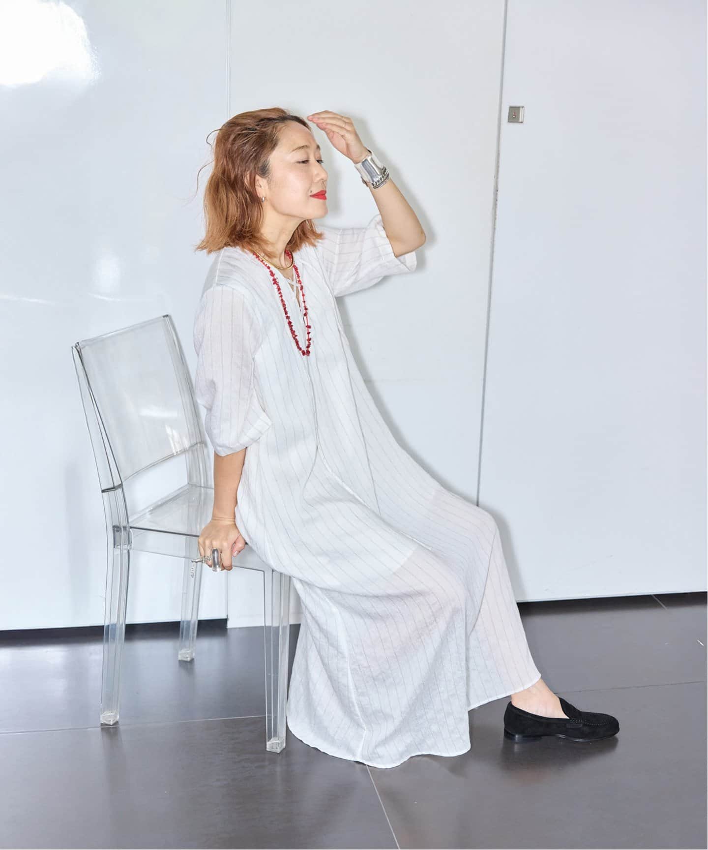 LACE UP LINEN DRESS：ワンピース（ワンピース）｜CITYSHOP