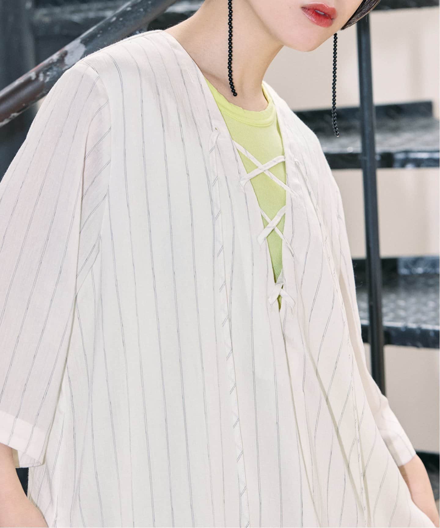 LACE UP LINEN DRESS：ワンピース（ワンピース）｜CITYSHOP