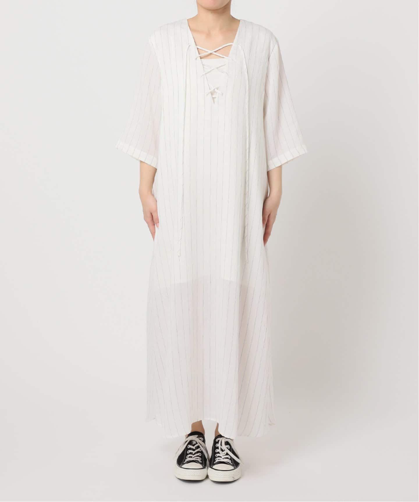 AN Linen x Ecru et pousse コラボワンピース cot Y's BORN PRODUCT] COTTON TWILL DOUBLE CHEST POCKET DRESS