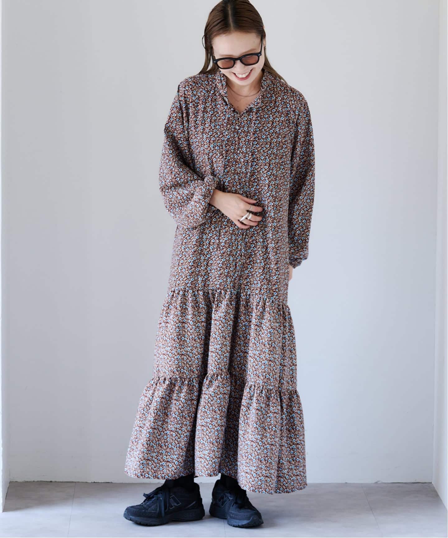 フラワープリント ティアードドレス フラワープリントティアードドレス（ワンピース）｜OUTDOOR PRODUCTS