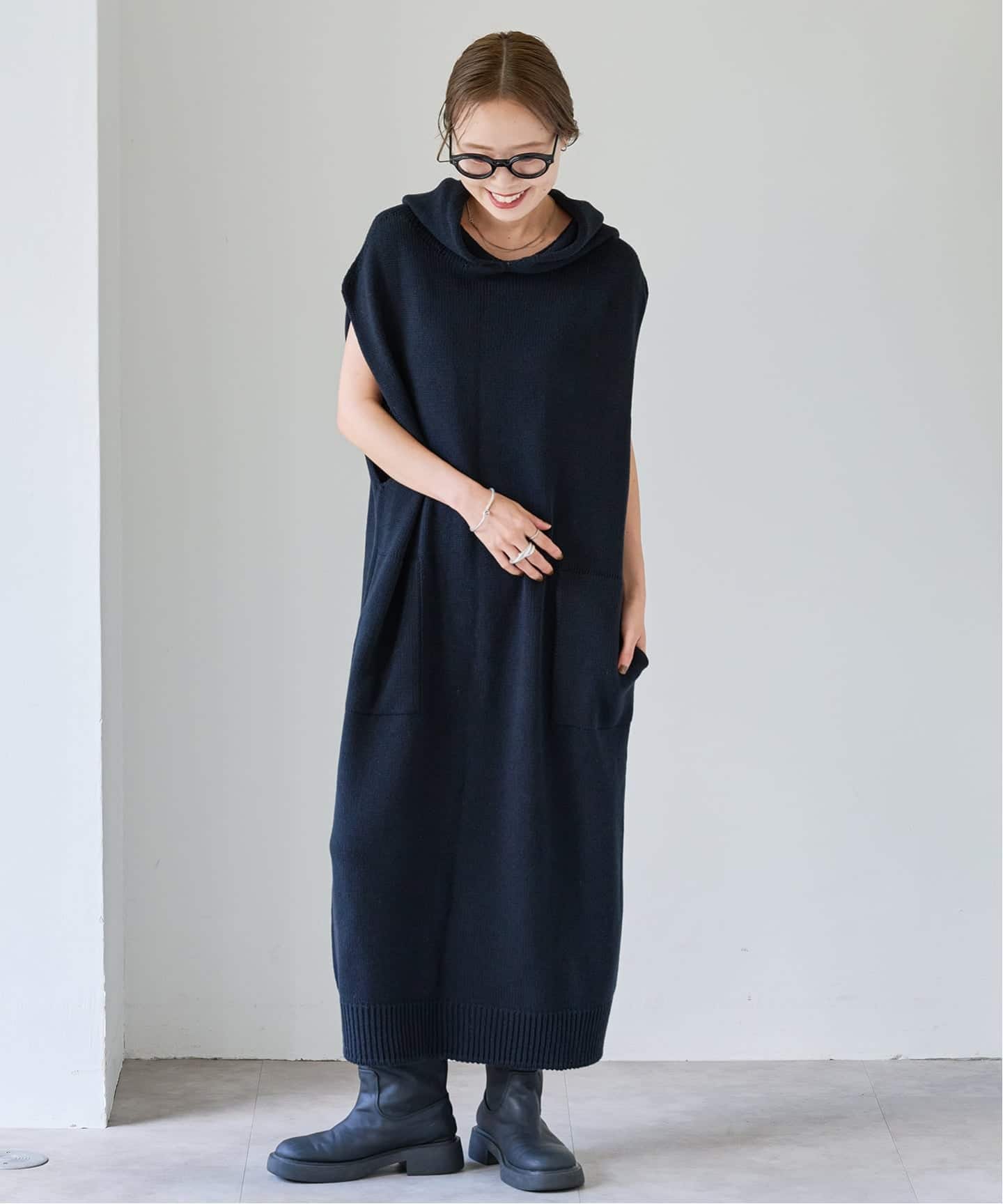 ハイバルキーフーディワンピース（ニットワンピース）｜OUTDOOR