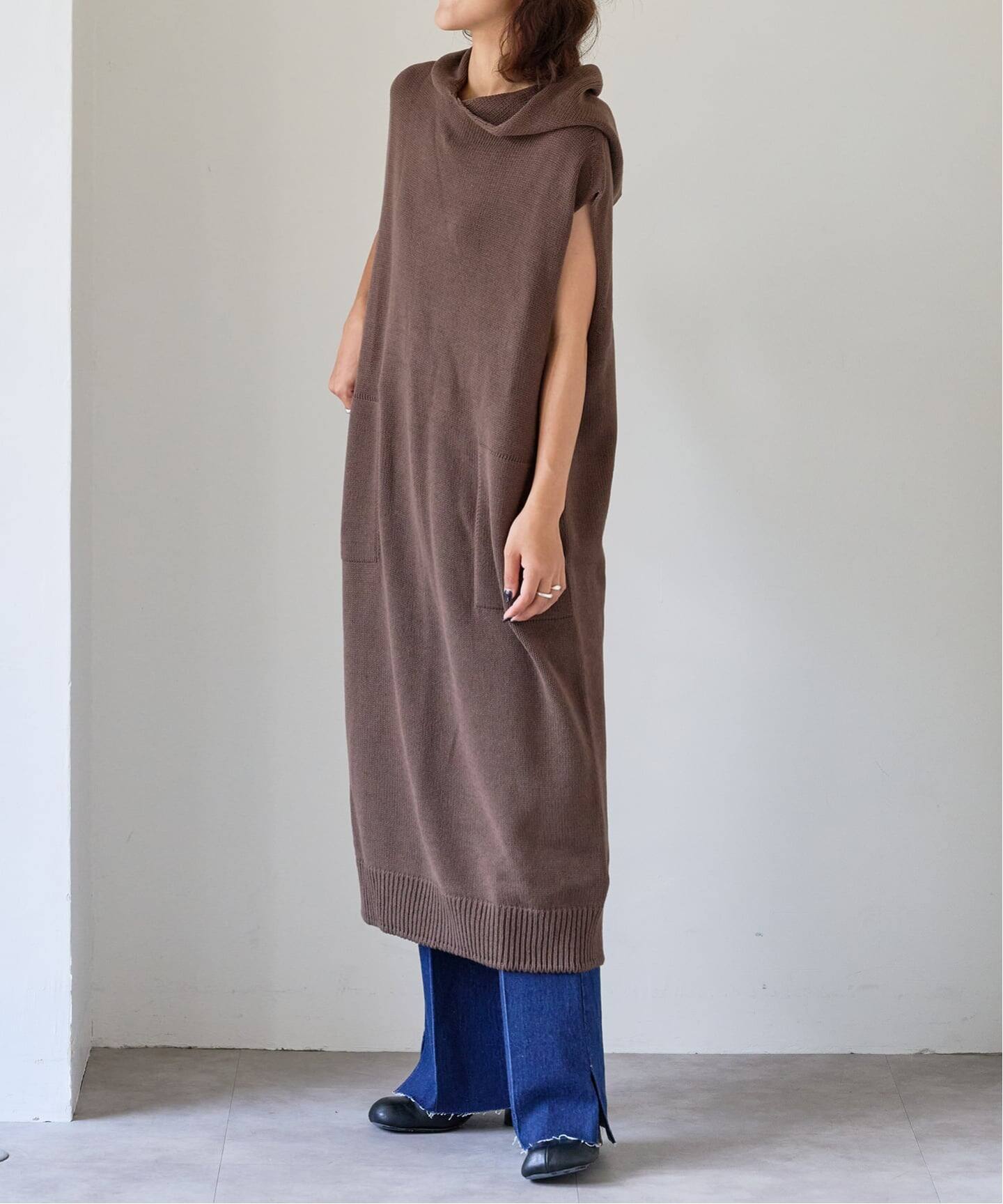 ハイバルキーフーディワンピース（ニットワンピース）｜OUTDOOR