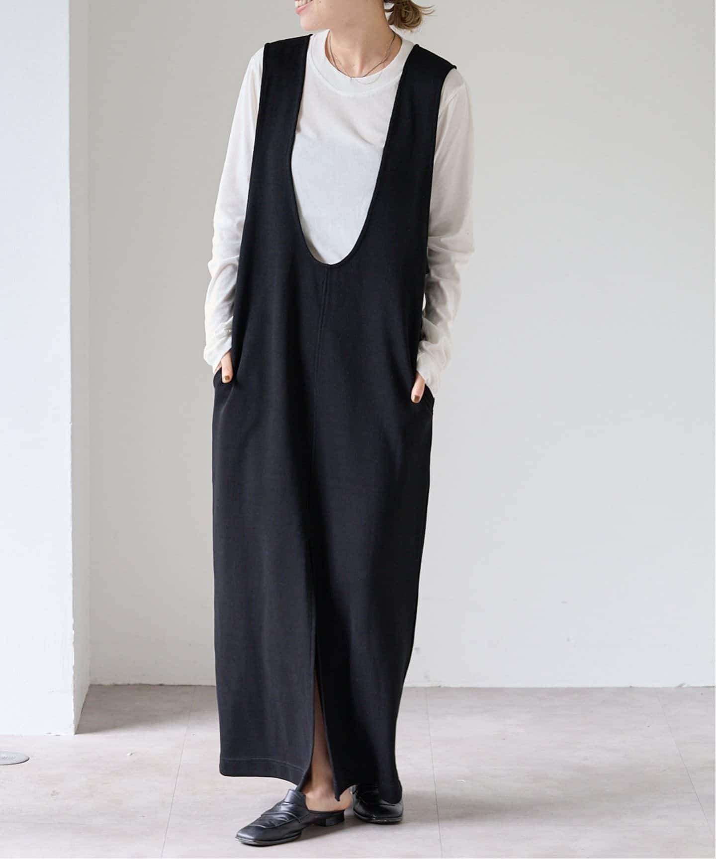 前後2WAY コットンWフェイスジャージージャンパースカート（ワンピース