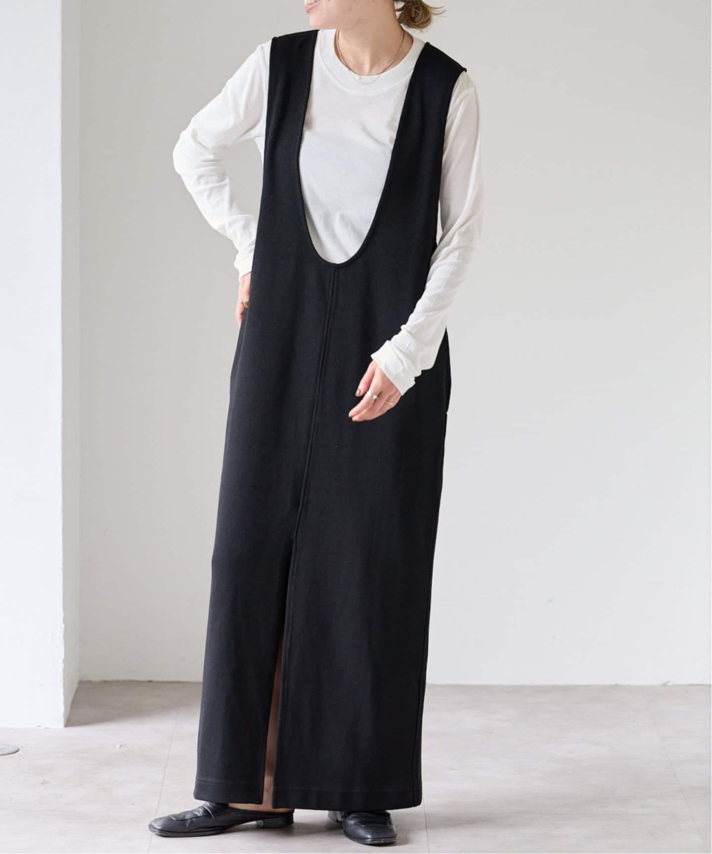 前後2WAY コットンWフェイスジャージージャンパースカート（ワンピース