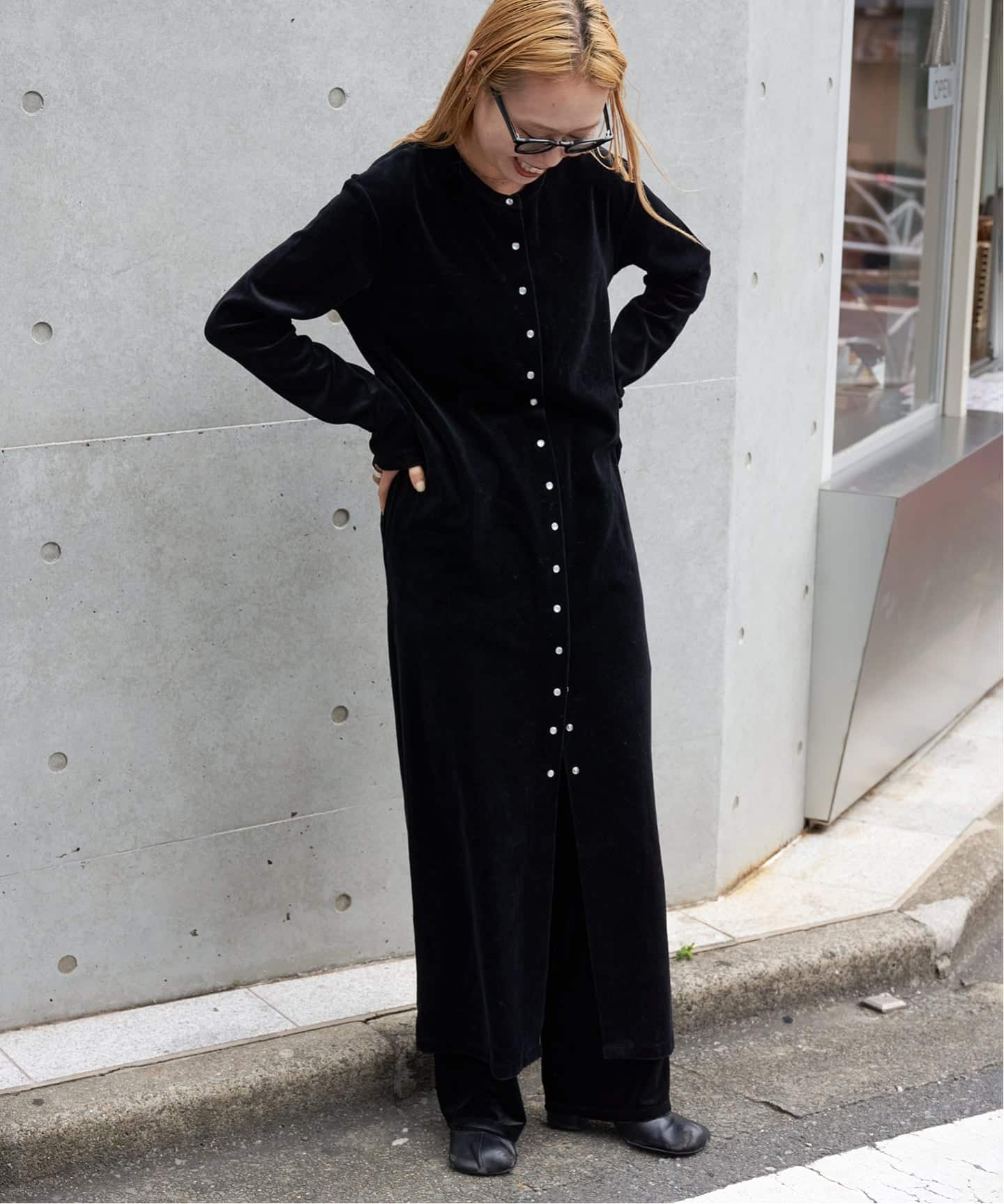 12/8月曜までに売れないと削除！コットンベロアスナップロングワンピース 完売品 コットンベロアスナップロングワンピース（ワンピース）｜OUTDOOR