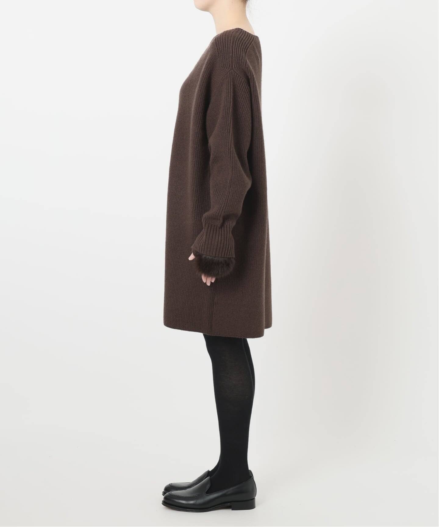 追加》【洗える】ファーグローブニットチュニック（チュニック）｜La