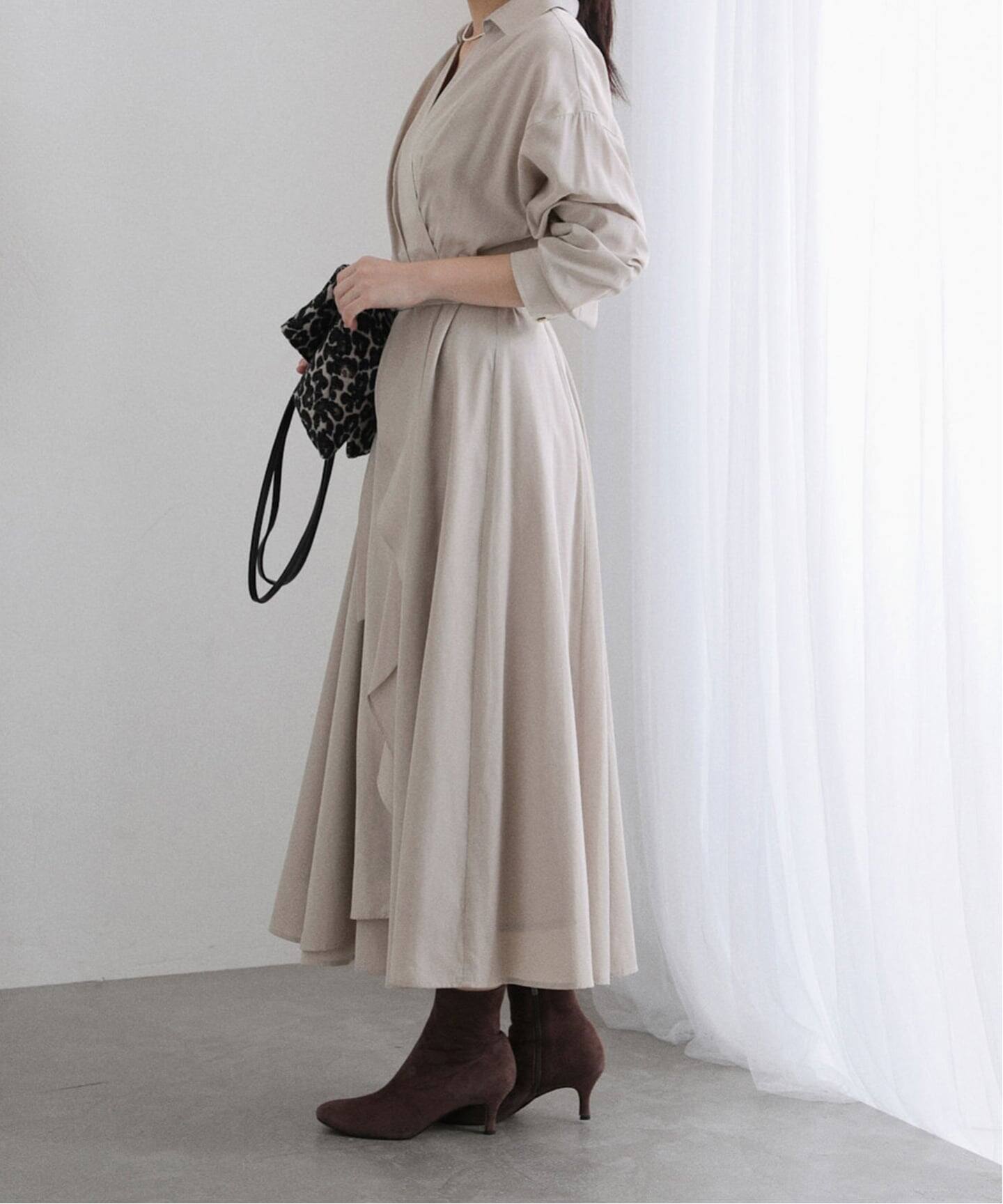 洗える】カシュクールシャツワンピース（ワンピース）｜La Totalite