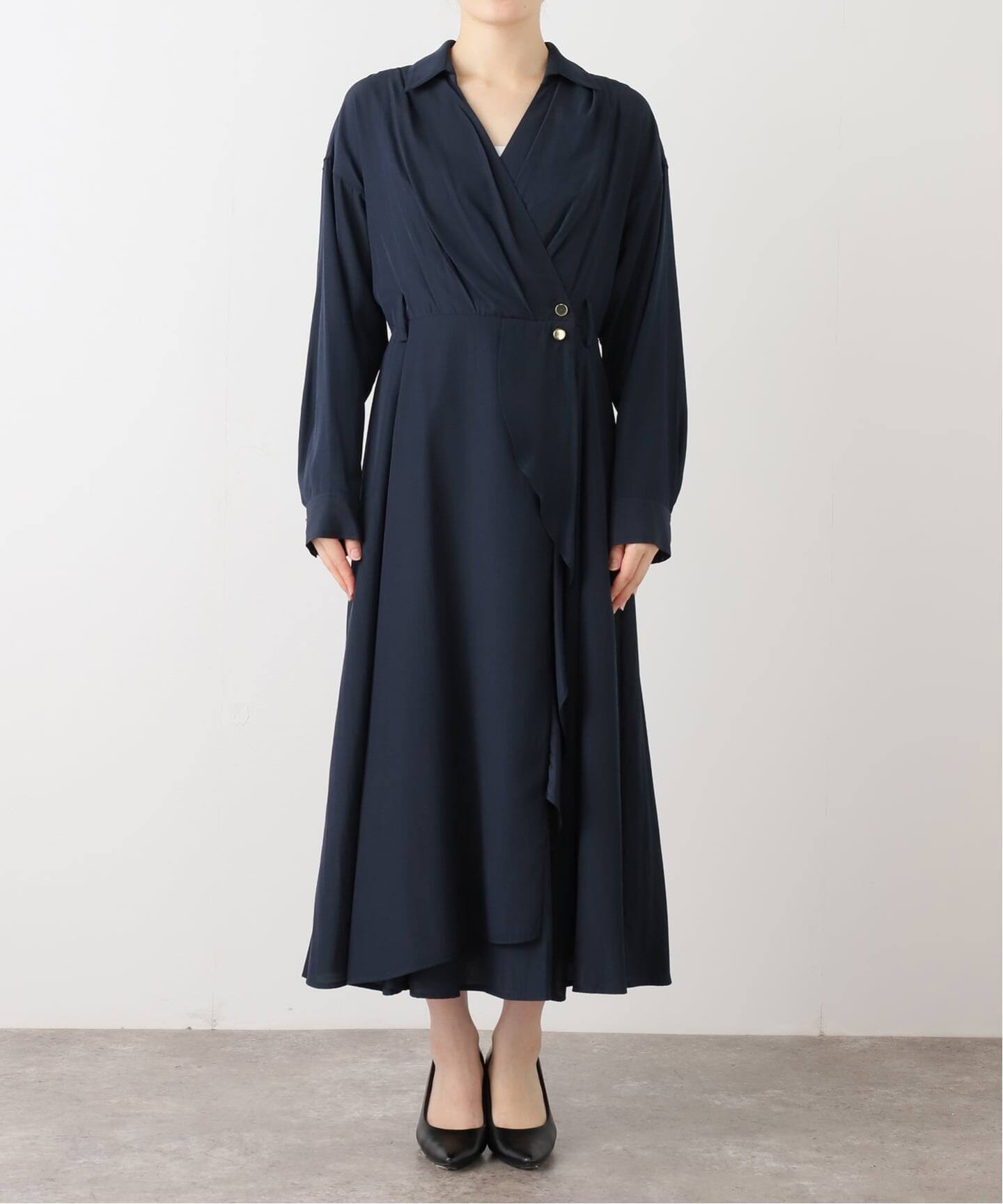 洗える】カシュクールシャツワンピース（ワンピース）｜La Totalite