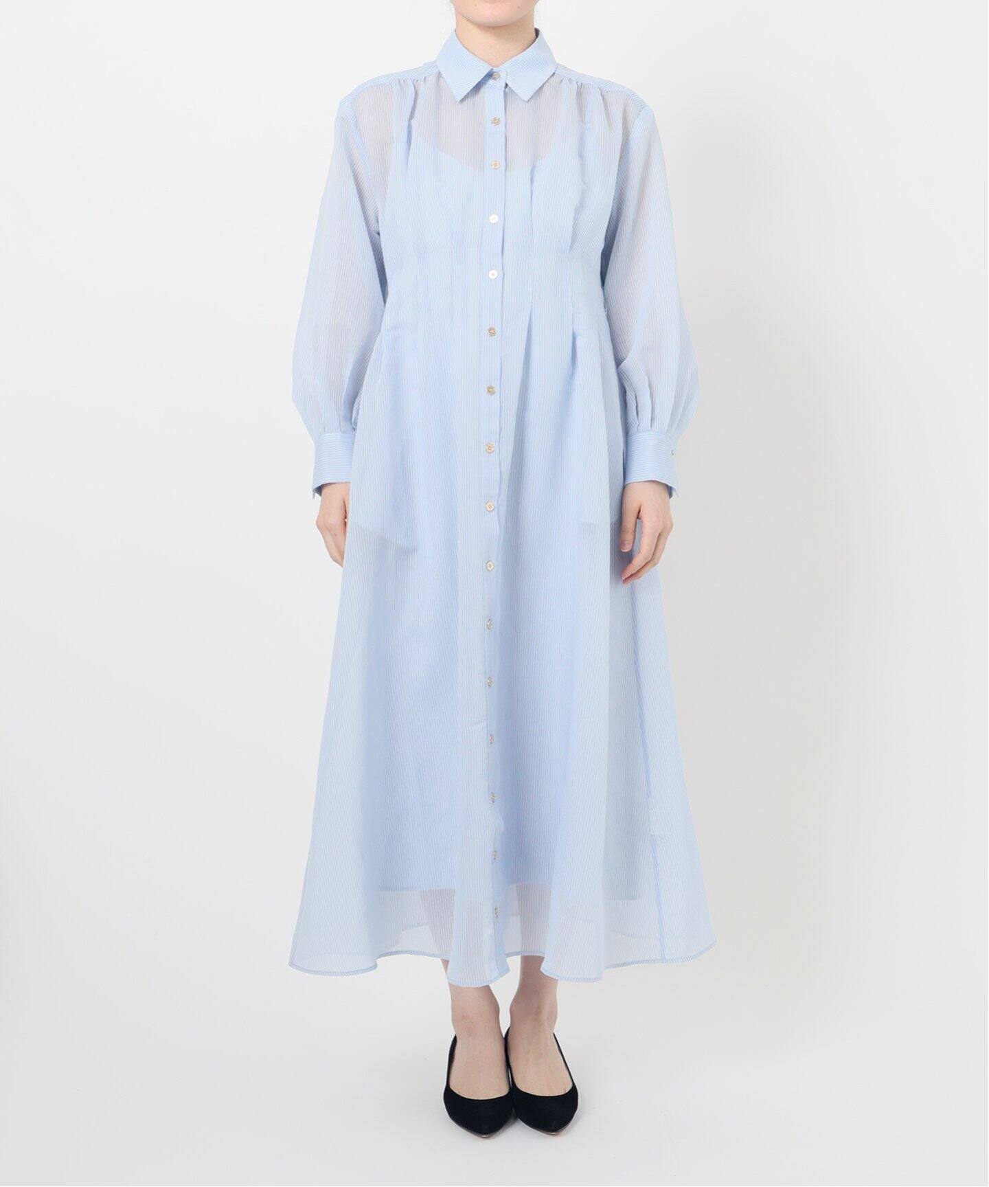 【La Totalite ラトータリテ】 バックタック　シャツワンピース La TOTALITE（ラトータリテ）の「バックタックハーフスリーブ