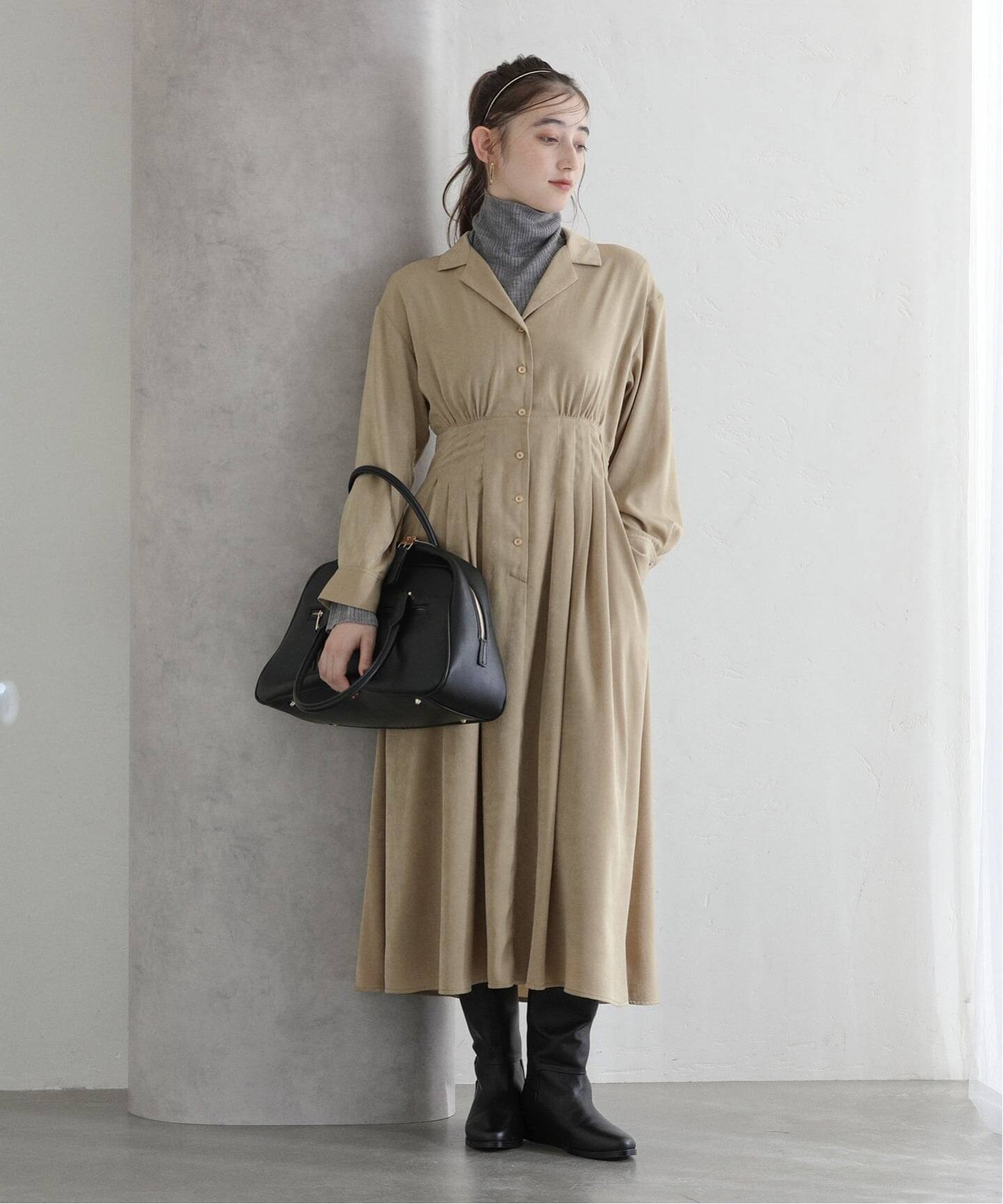 ラ トータリテ（La TOTALITE）/【洗える】ピーチサテンシャツワンピース 洗える】ピーチサテンシャツワンピース（ワンピース）｜La Totalite