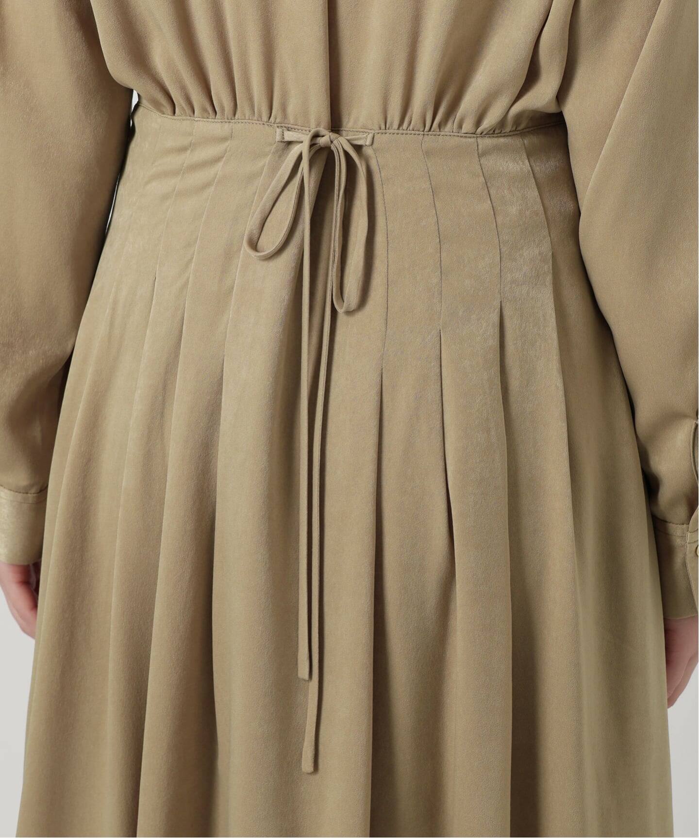 洗える】ピーチサテンシャツワンピース（ワンピース）｜La Totalite