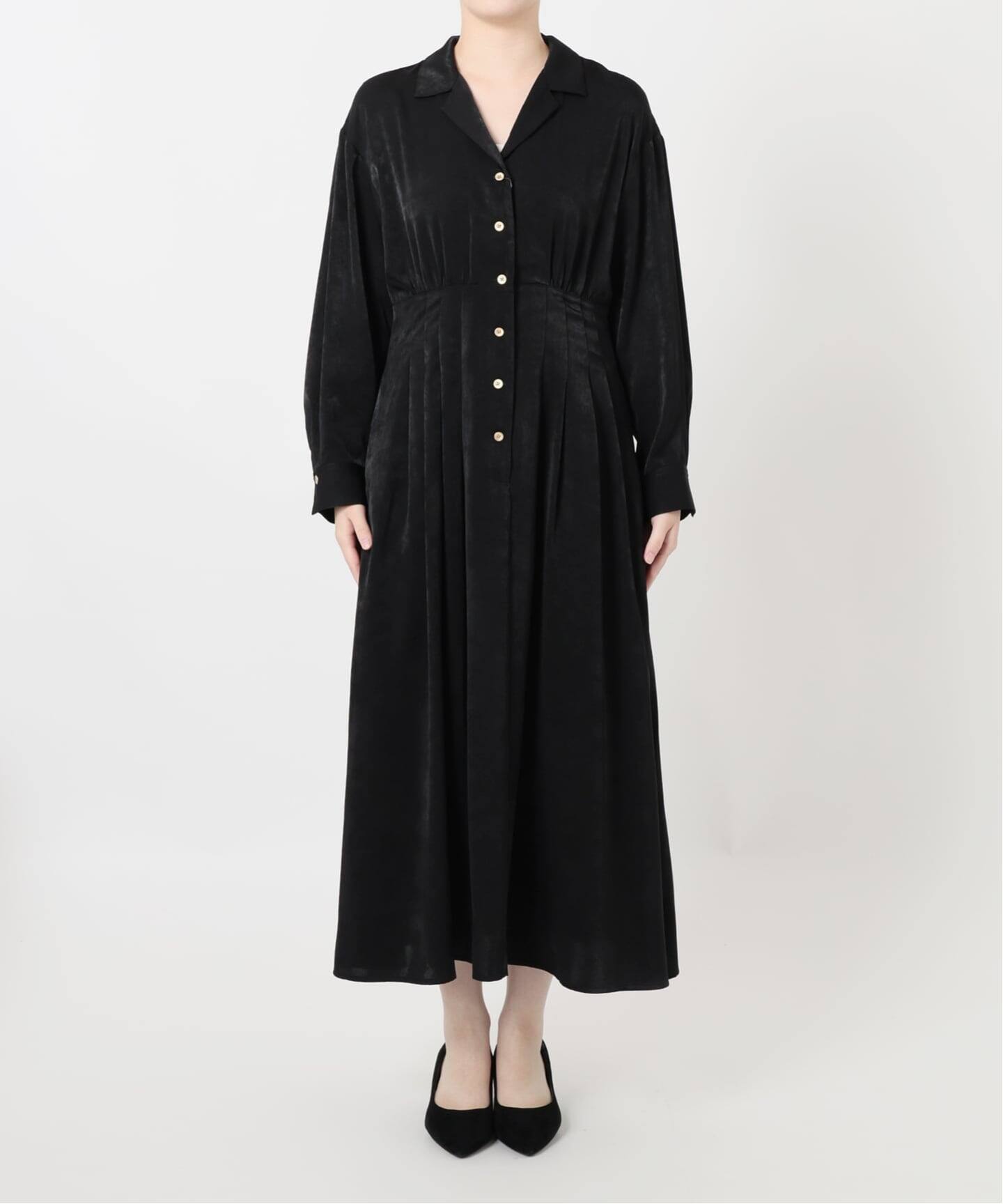 洗える】ピーチサテンシャツワンピース（ワンピース）｜La Totalite