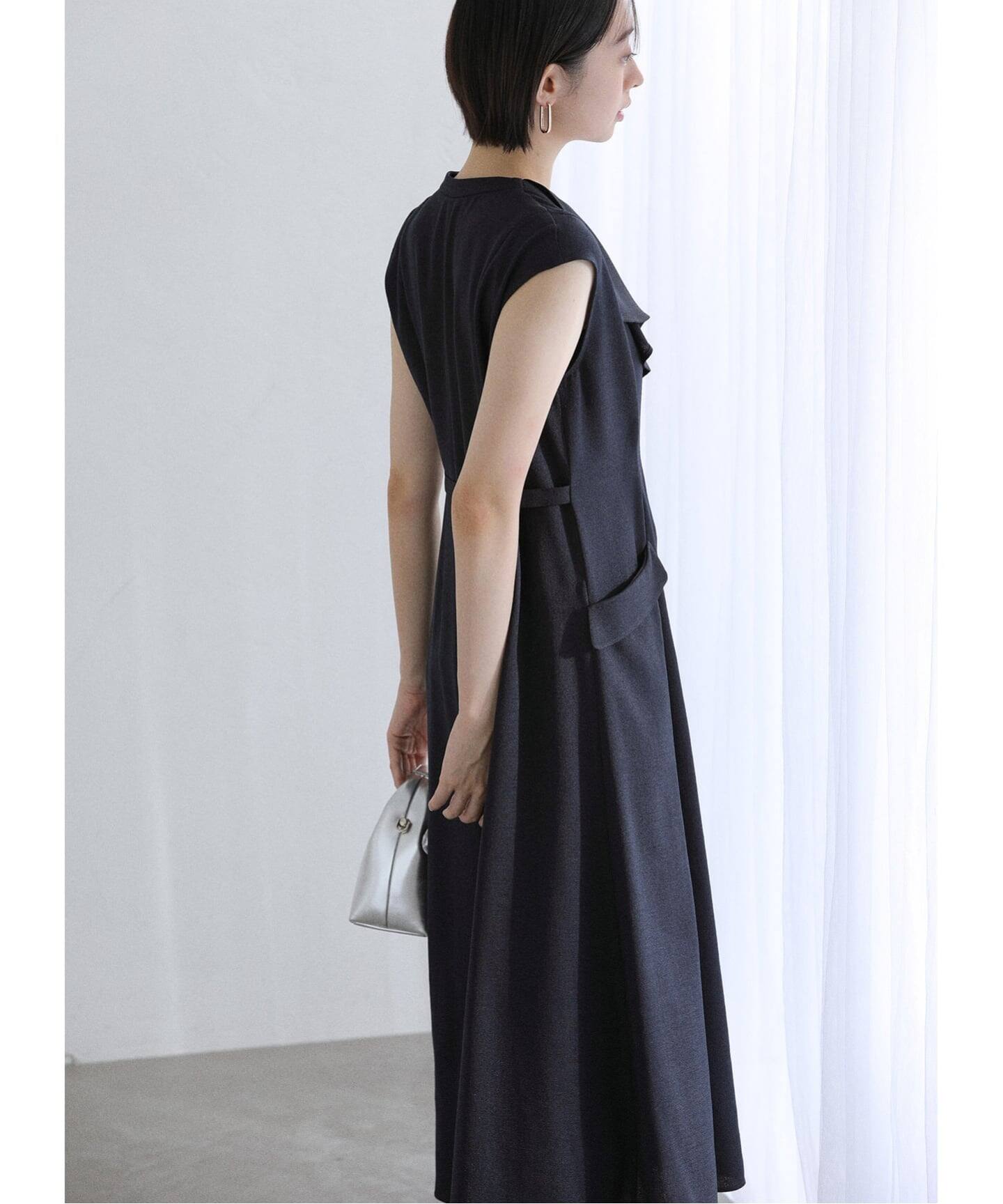 追加》【洗える】アシメラペルツイルワンピース（ワンピース）｜La
