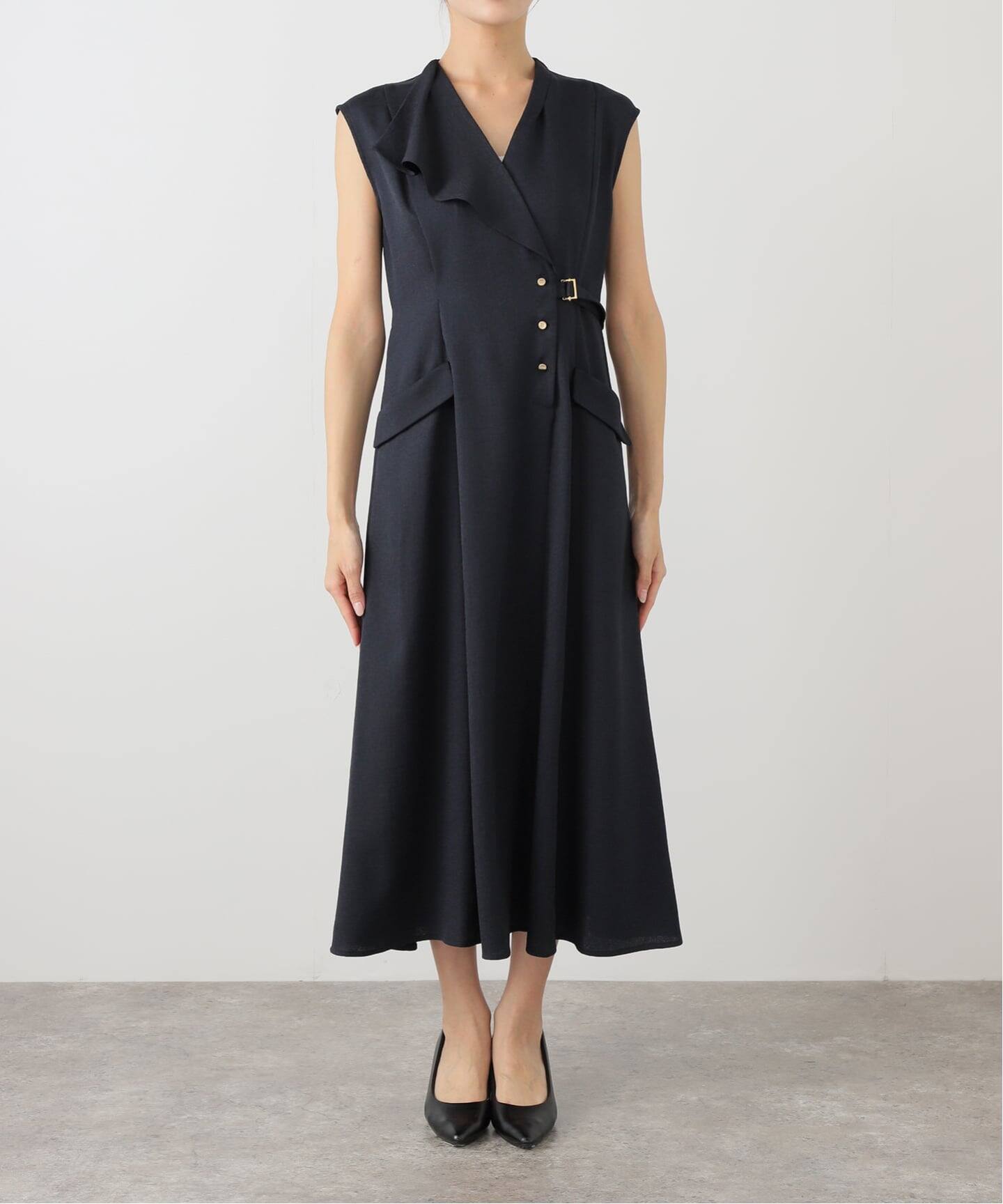 追加》【洗える】アシメラペルツイルワンピース（ワンピース）｜La