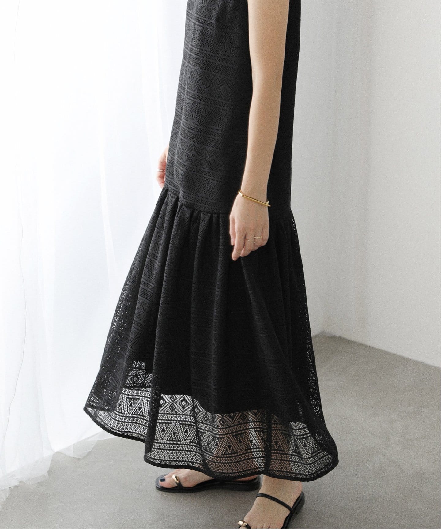 洗える】レースティアードワンピース（ワンピース）｜La Totalite（ラ