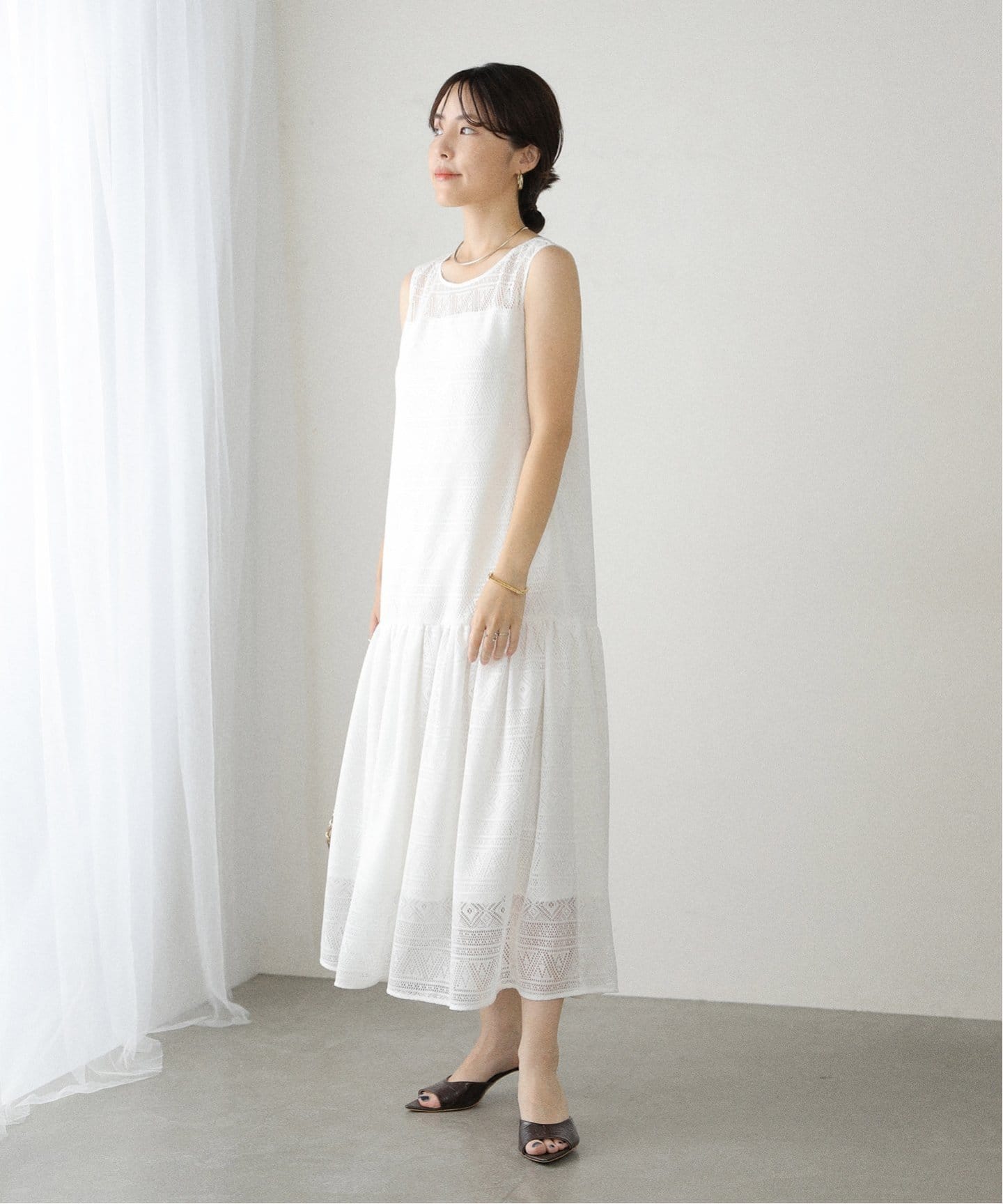 LaTOTALITE レースワンピース 洗える】レースティアードワンピース（ワンピース）｜La