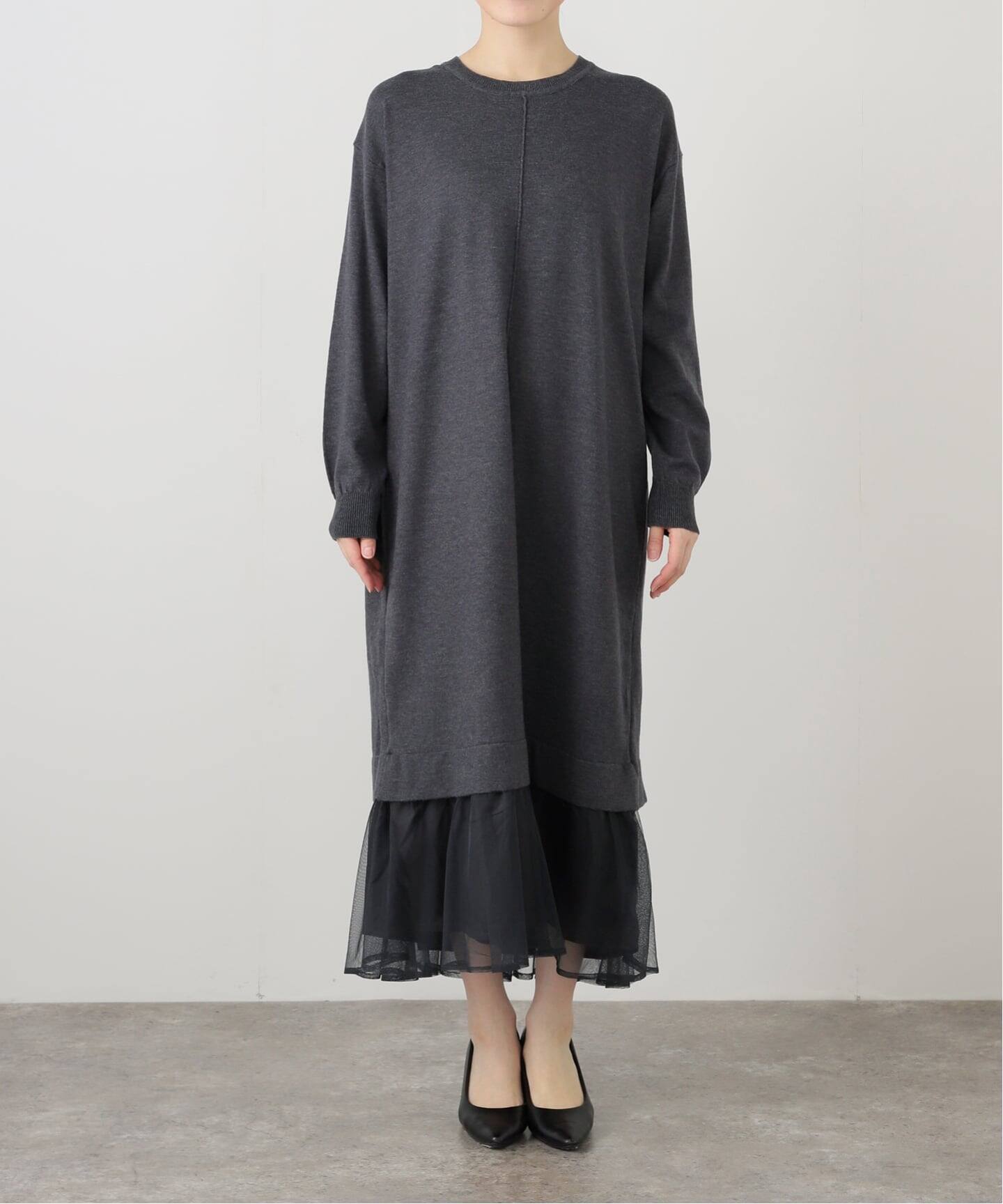 洗える】TORRAZZO DONNA/トラッゾドンナ ニット×チュール ワンピース