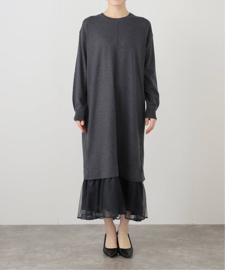 洗える】TORRAZZO DONNA/トラッゾドンナ ニット×チュール ワンピース  