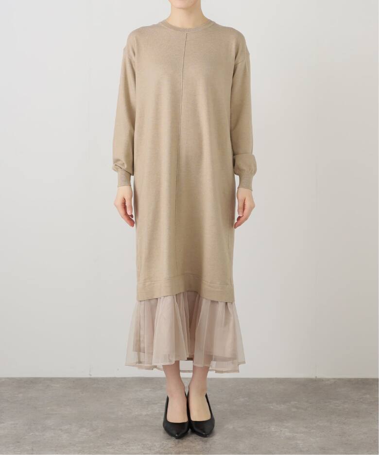 洗える】TORRAZZO DONNA/トラッゾドンナ ニット×チュール ワンピース  