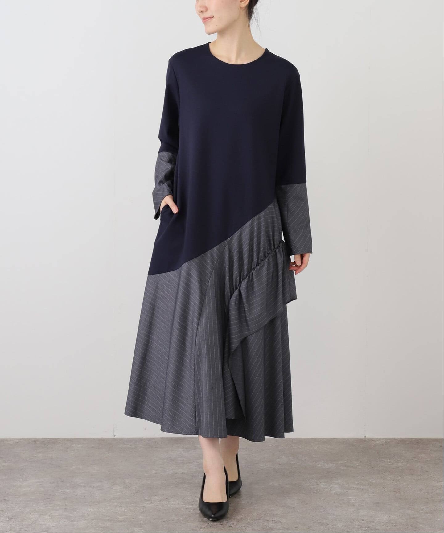 洗える】MARECHAL TERRE/マルシャルテル ランダムストライプワンピース